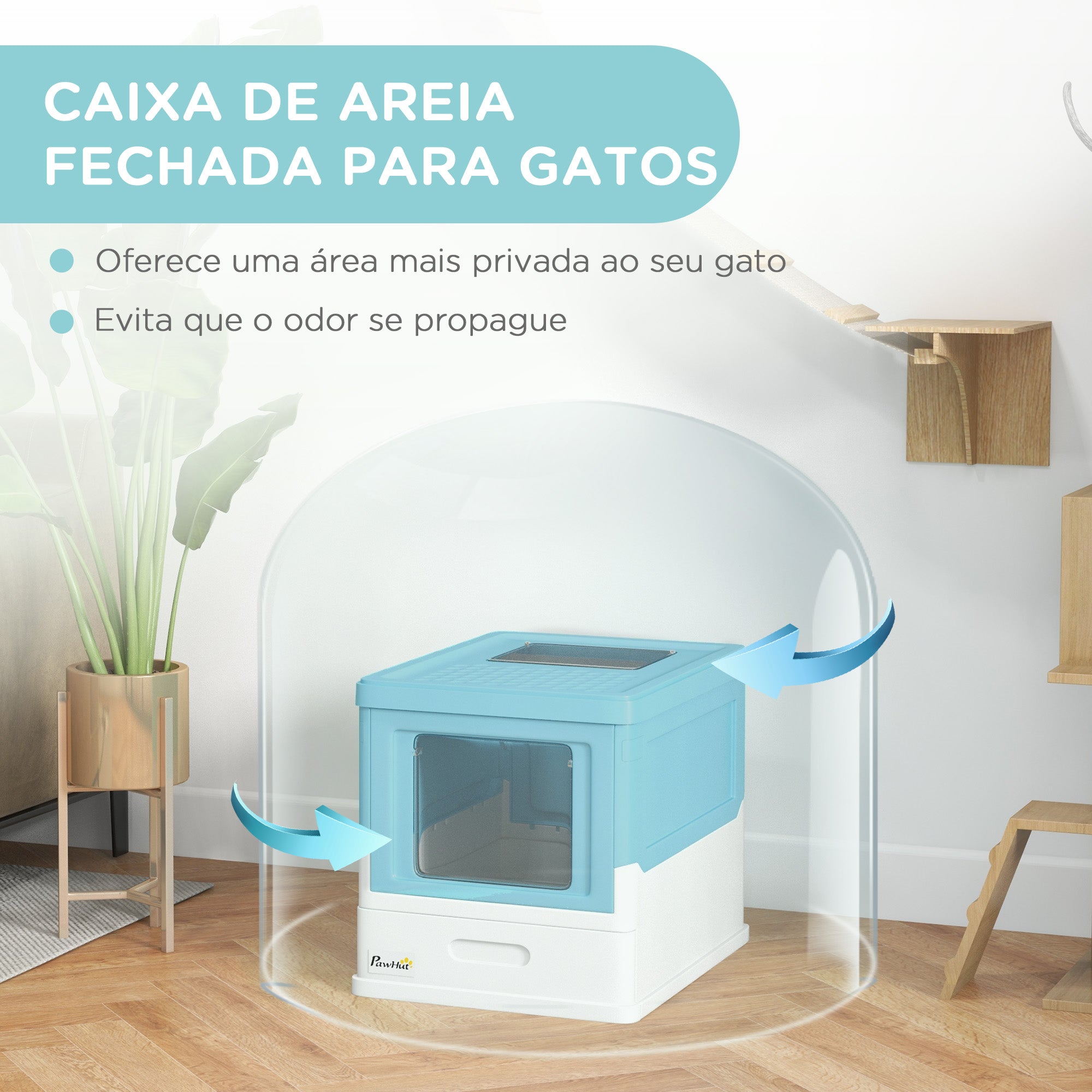 Caixa de Areia para Gatos – 47,5x35,5x36,7cm – Azul – Polipropileno