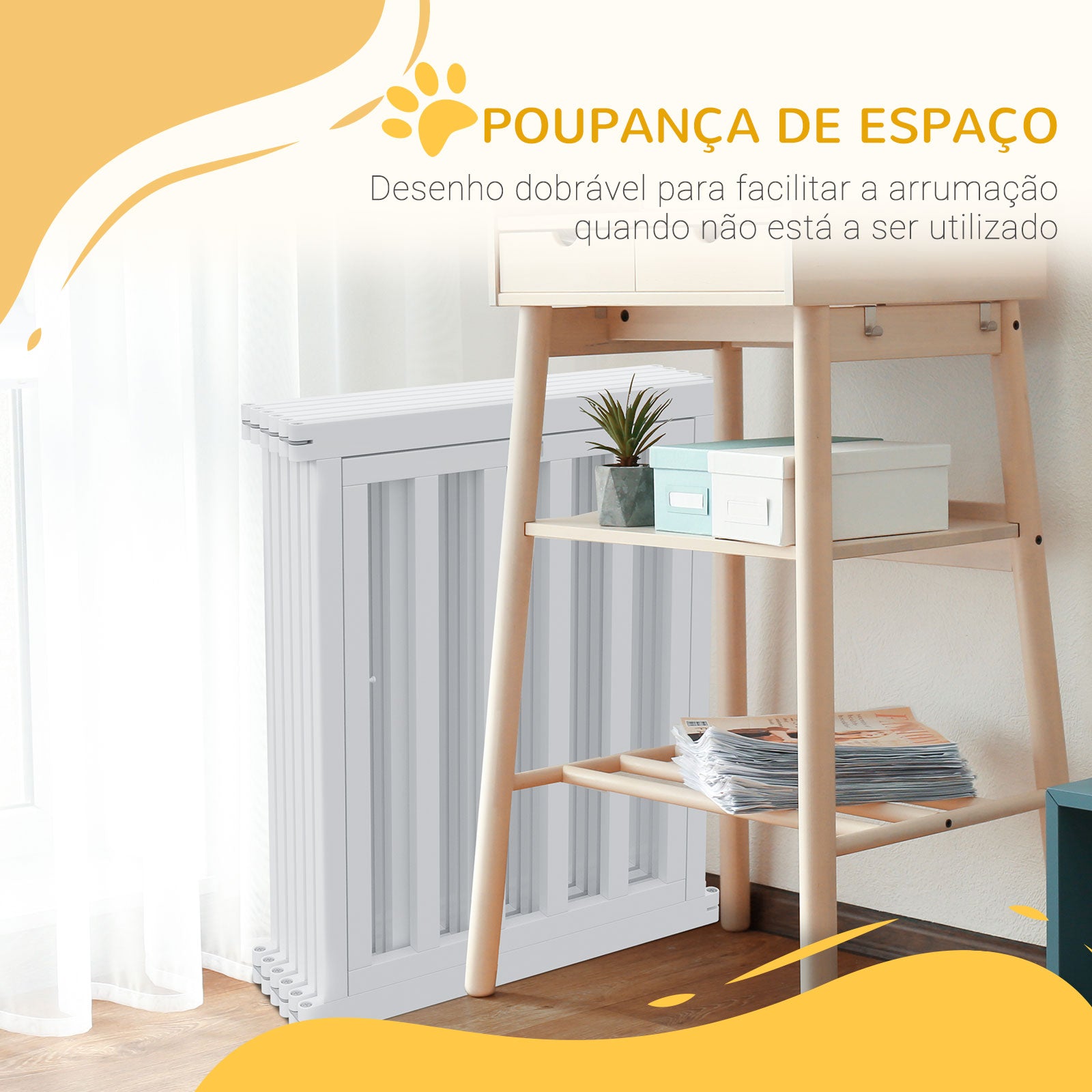 Parque para Cães Modulável – 120x107x70 cm – Branco – Madeira de pinho