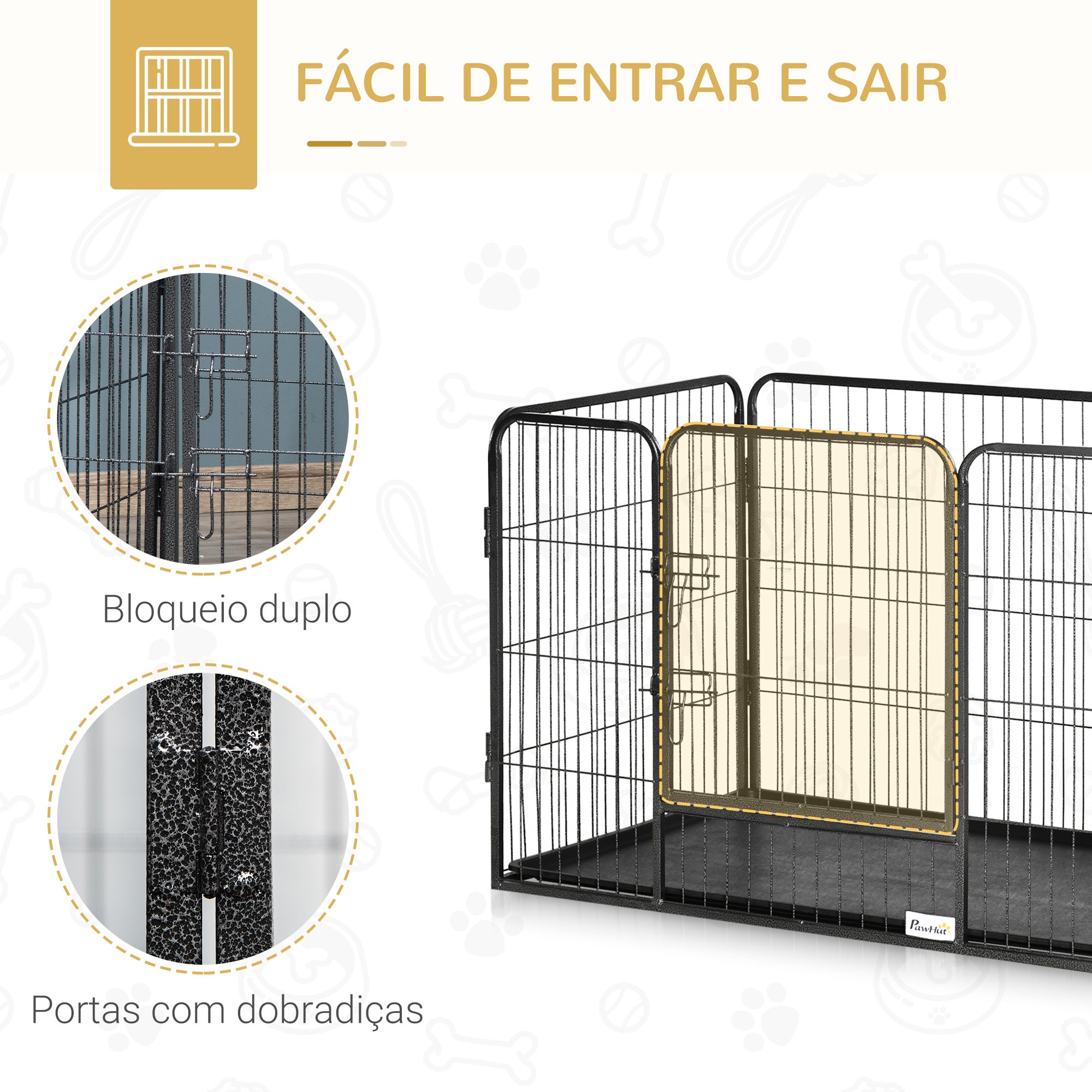 Parque de Diversão para Animais – 109x74x71cm – Cinzento – Aço tubular e arame