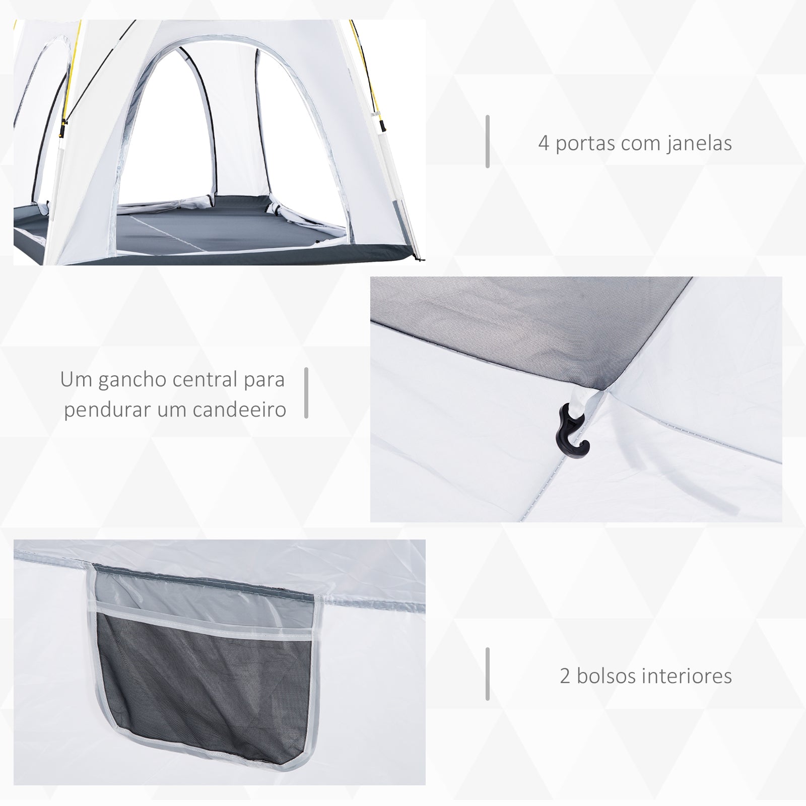 Tenda de Campismo Pop Up 240x240x199 cm Cinza