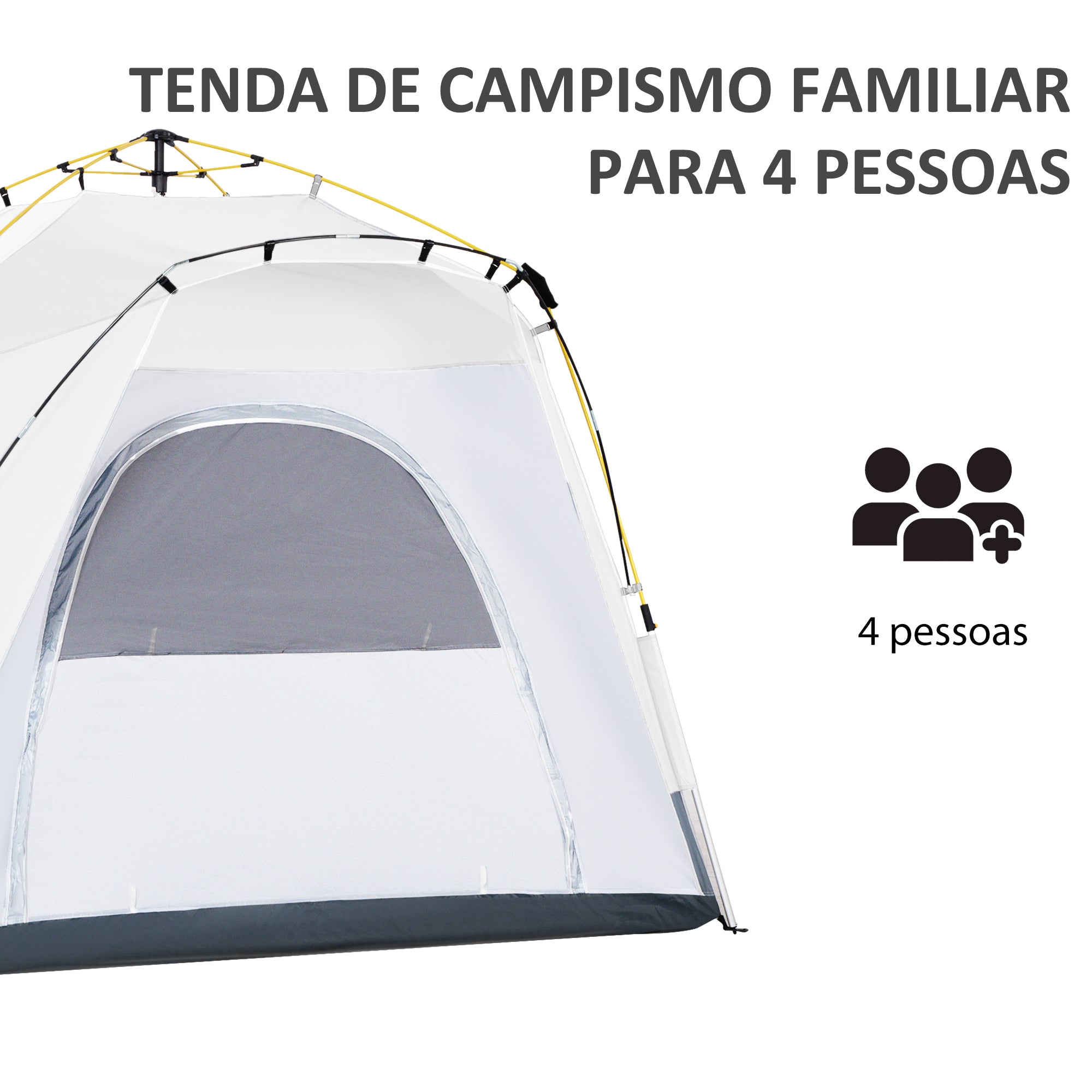 Tenda de Campismo Pop Up 240x240x199 cm Cinza