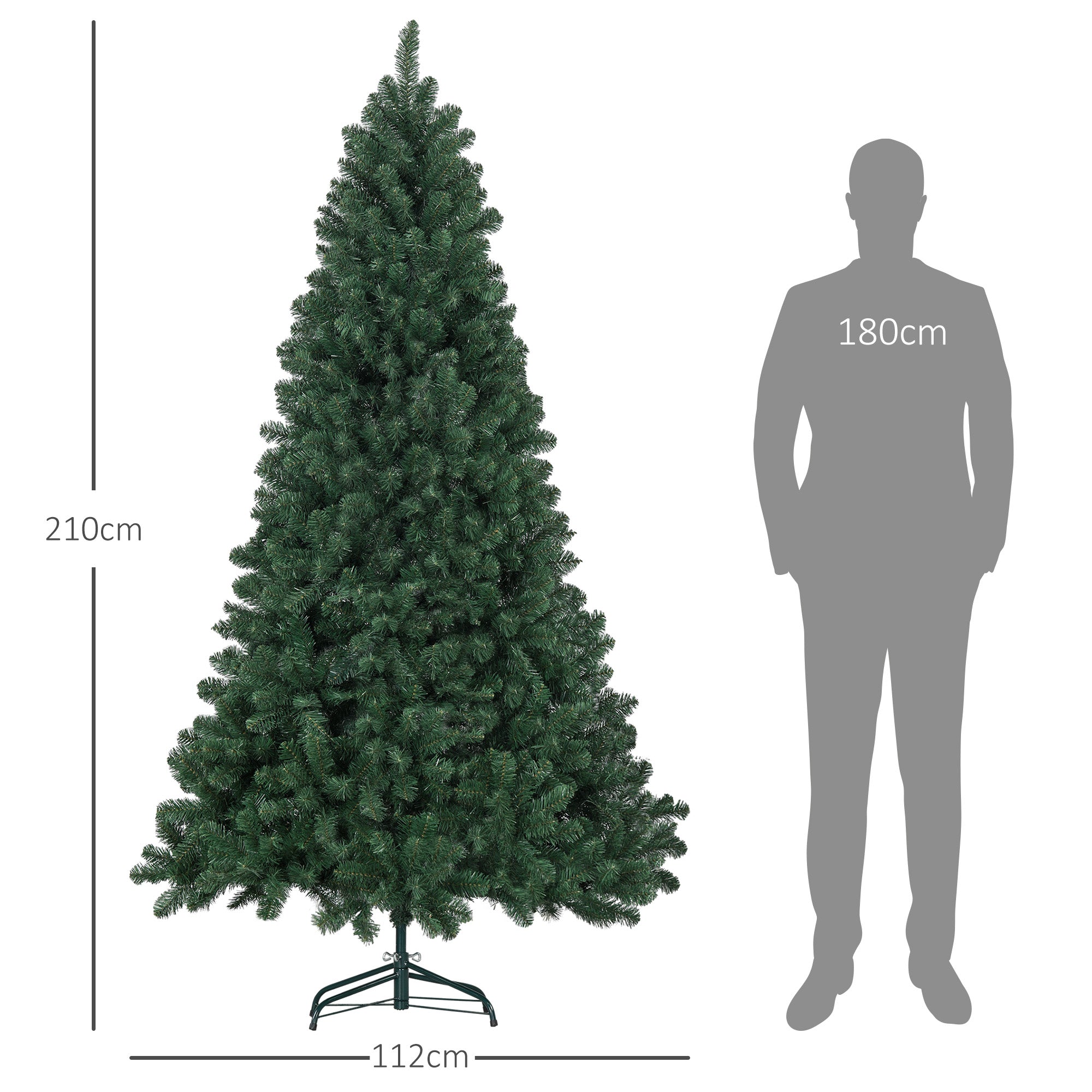 Árvore de Natal Artificial 210 cm Verde - 112x112x210cm