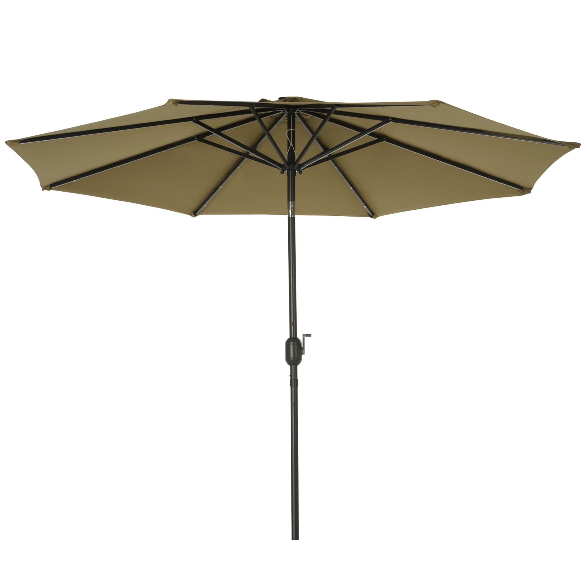 Chapéu de Sol de Jardim Marrom Ø268x238cm com Luzes LED