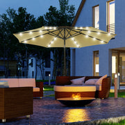 Chapéu de Sol de Jardim Marrom Ø268x238cm com Luzes LED