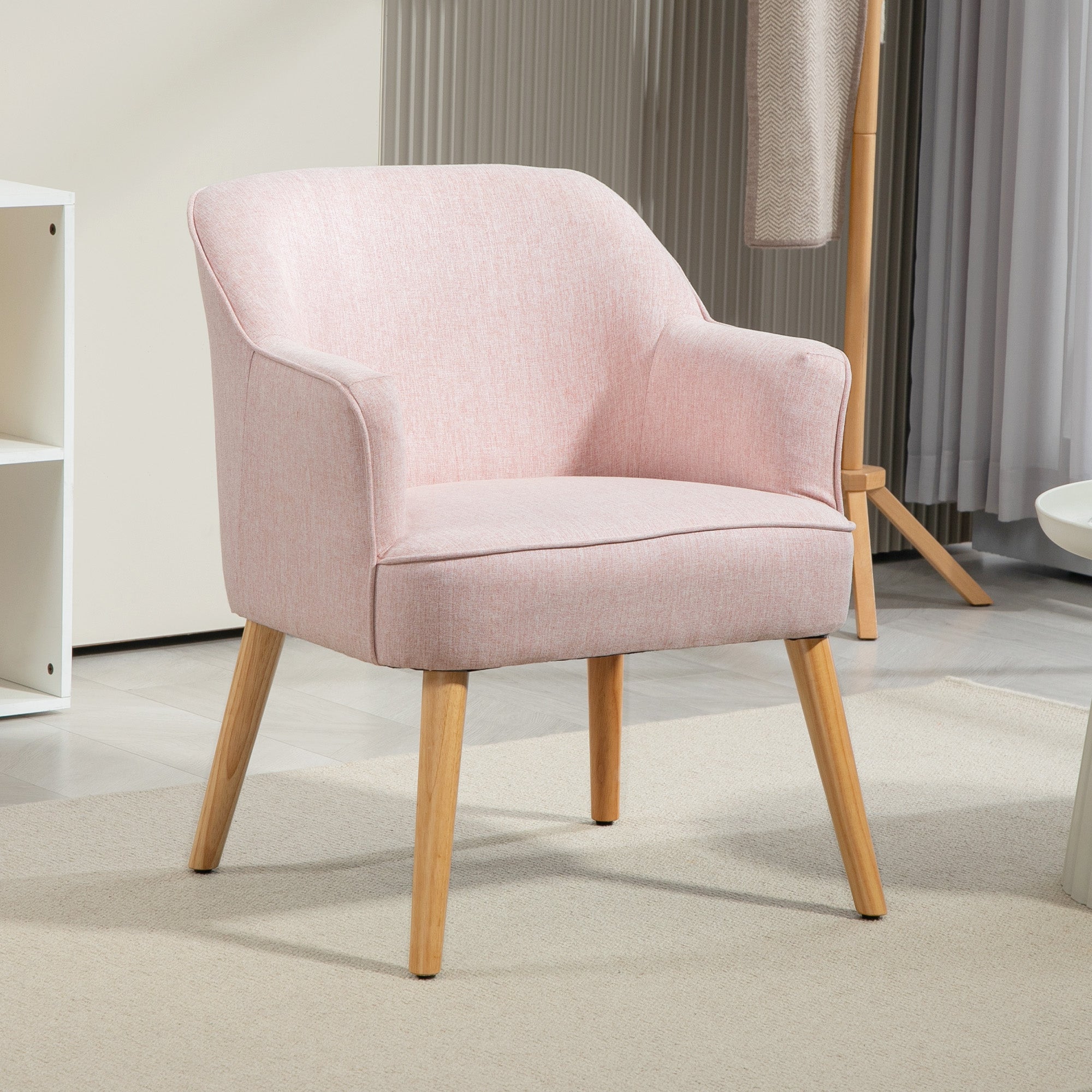 Poltrona Estilo Nórdico – 64,5x65x79,5 cm – Rosa – Linho