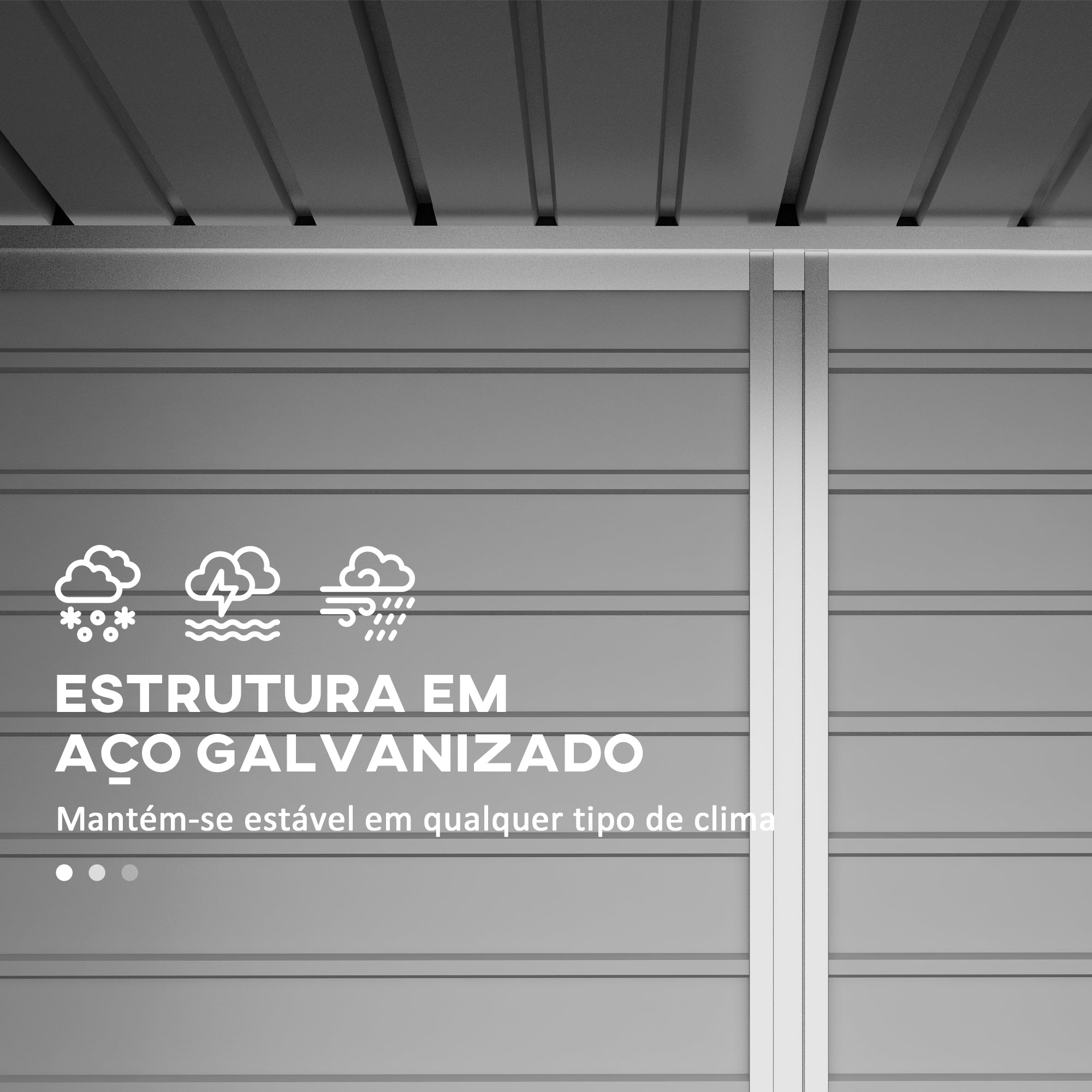 Abrigo de Jardim Cinzento 249x121x166/183 cm - Estrutura de Aço Resistente