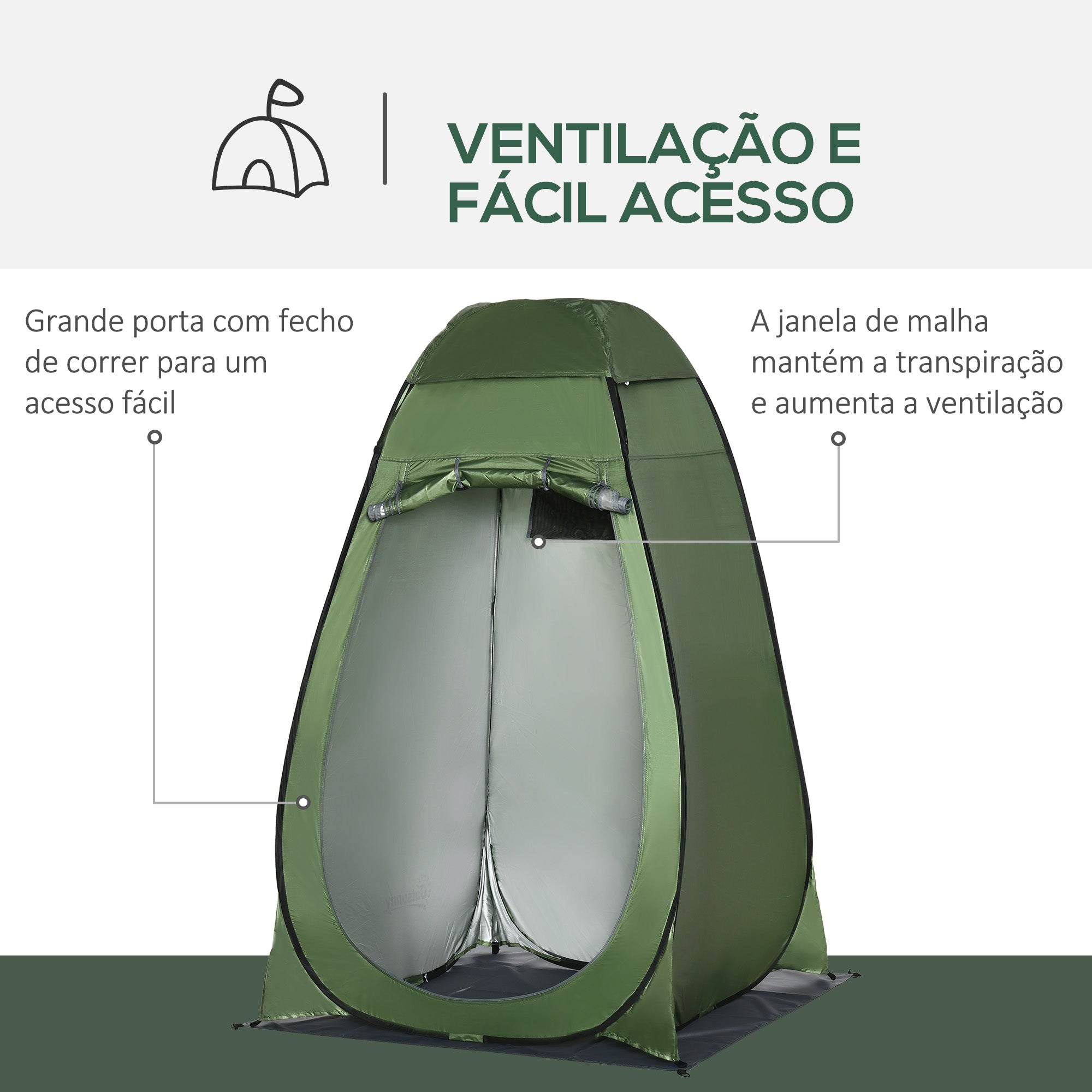 Tenda de Privacidade Portátil Verde 126x124x189 cm