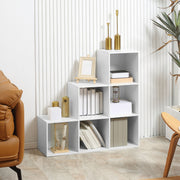 Estante em Forma de Escada com 6 Cubos 91,5x29,5x91,5cm - Branco