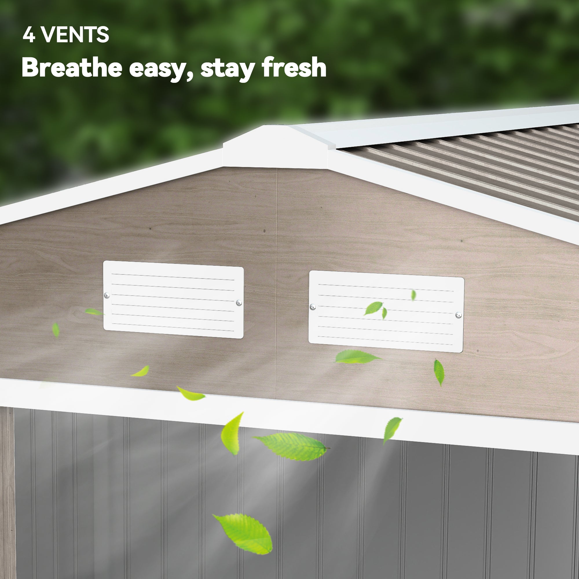 Abrigo de Jardim Metálico – 277x195x192 cm – Efeito Madeira – Aço Galvanizado