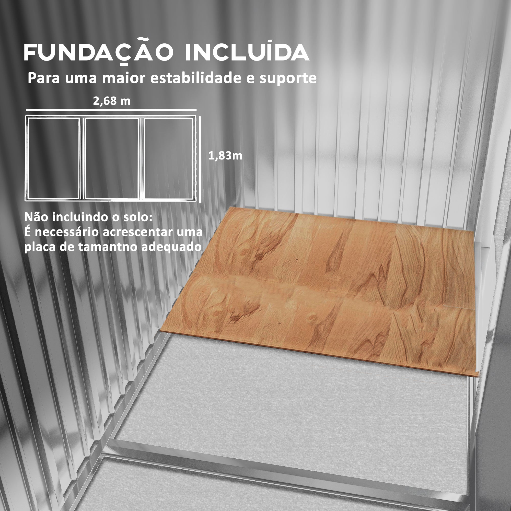 Abrigo de Jardim Metálico – 277x195x192 cm – Efeito Madeira – Aço Galvanizado