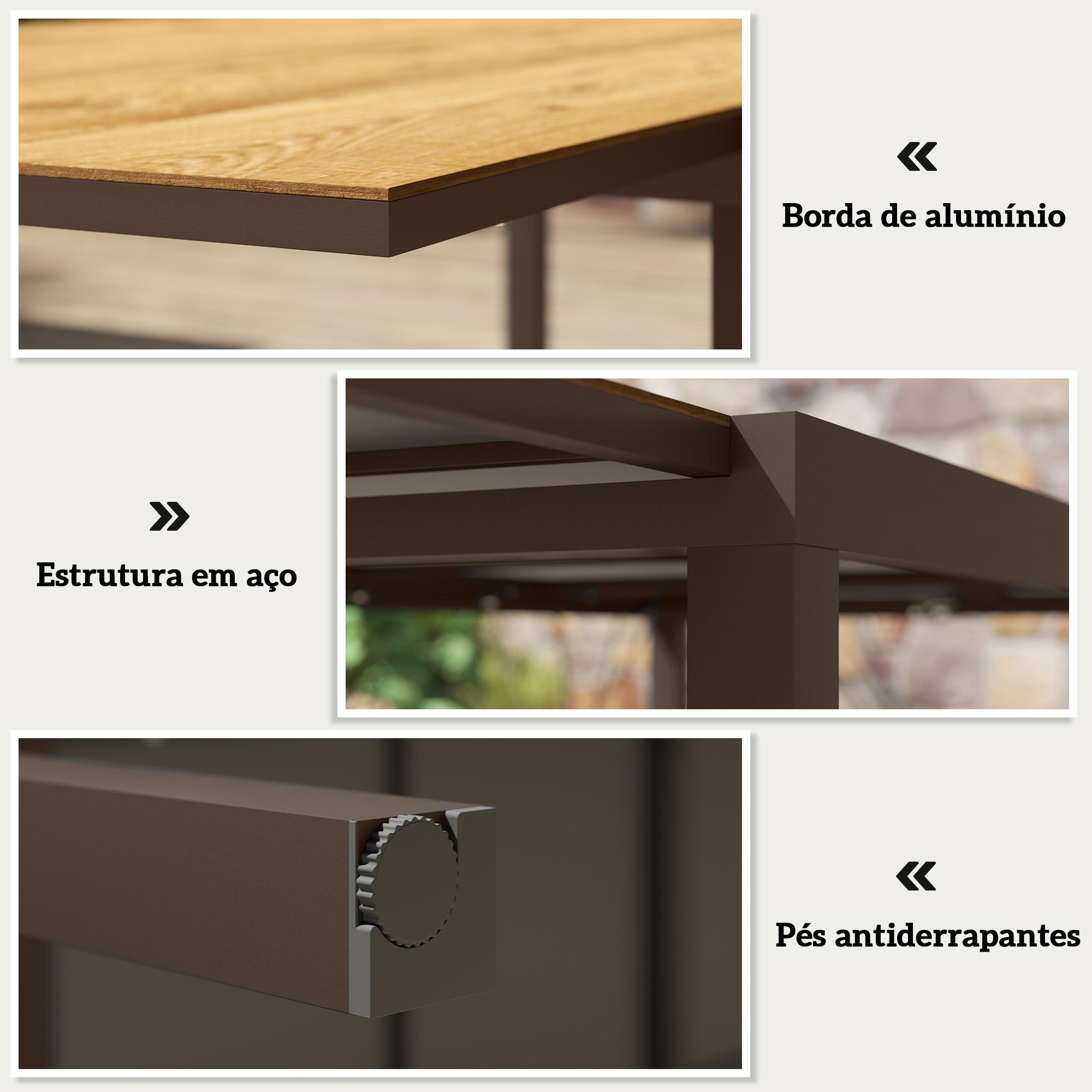 Mesa de Jardim Extensível Marrom Escuro 160/240x90x74 cm
