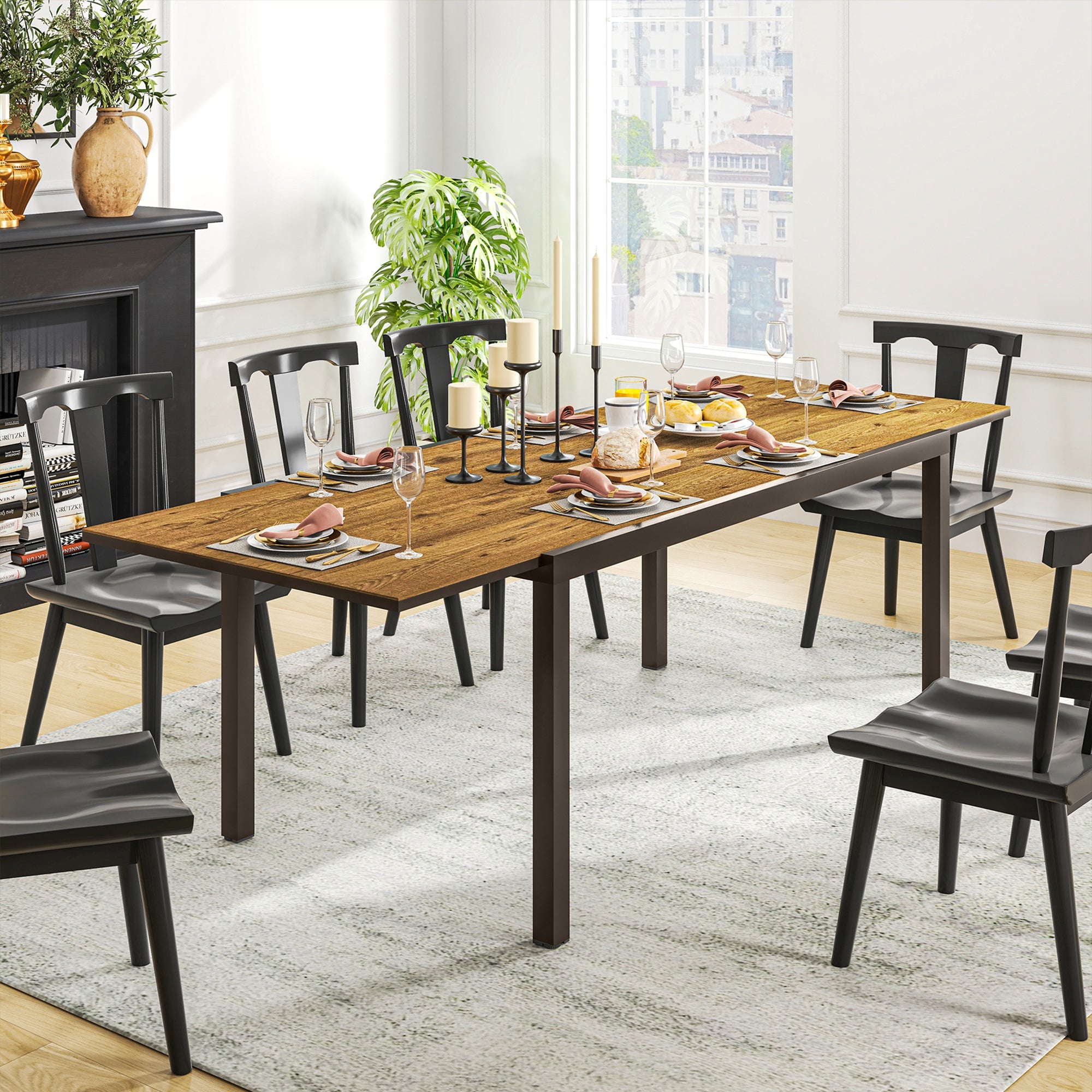 Mesa de Jardim Extensível Marrom Escuro 160/240x90x74 cm