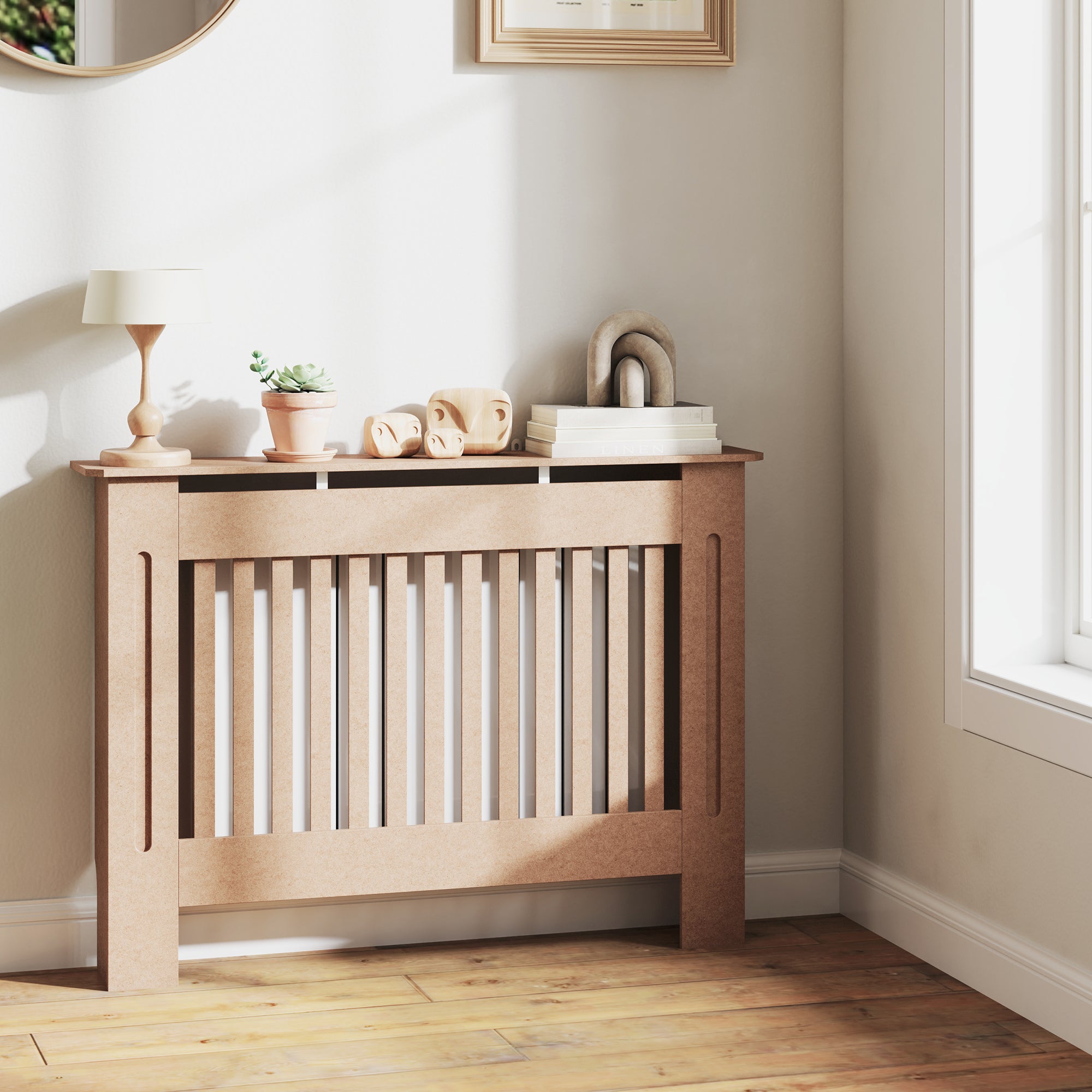 Cobertura para Radiador – 112x19x81cm – Cor de Madeira Natural – MDF