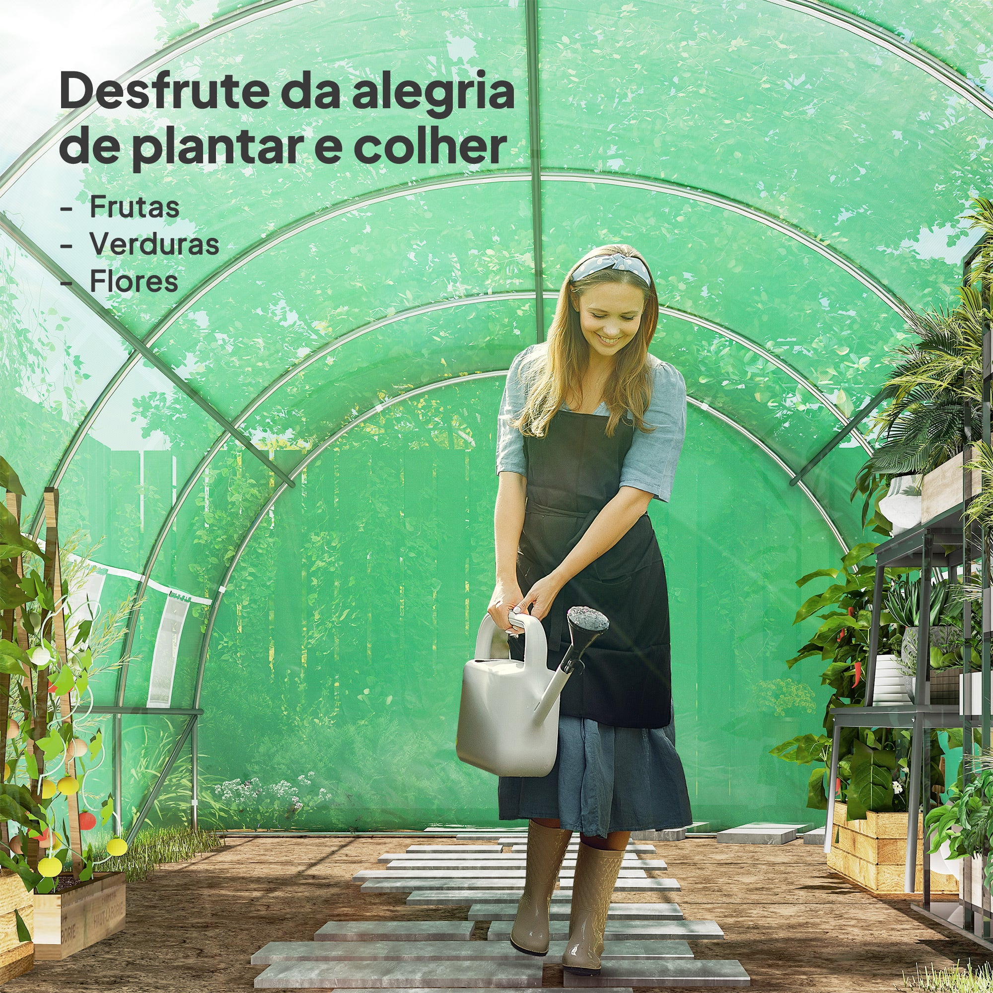 Estufa Tipo Túnel 600x300x200cm Verde