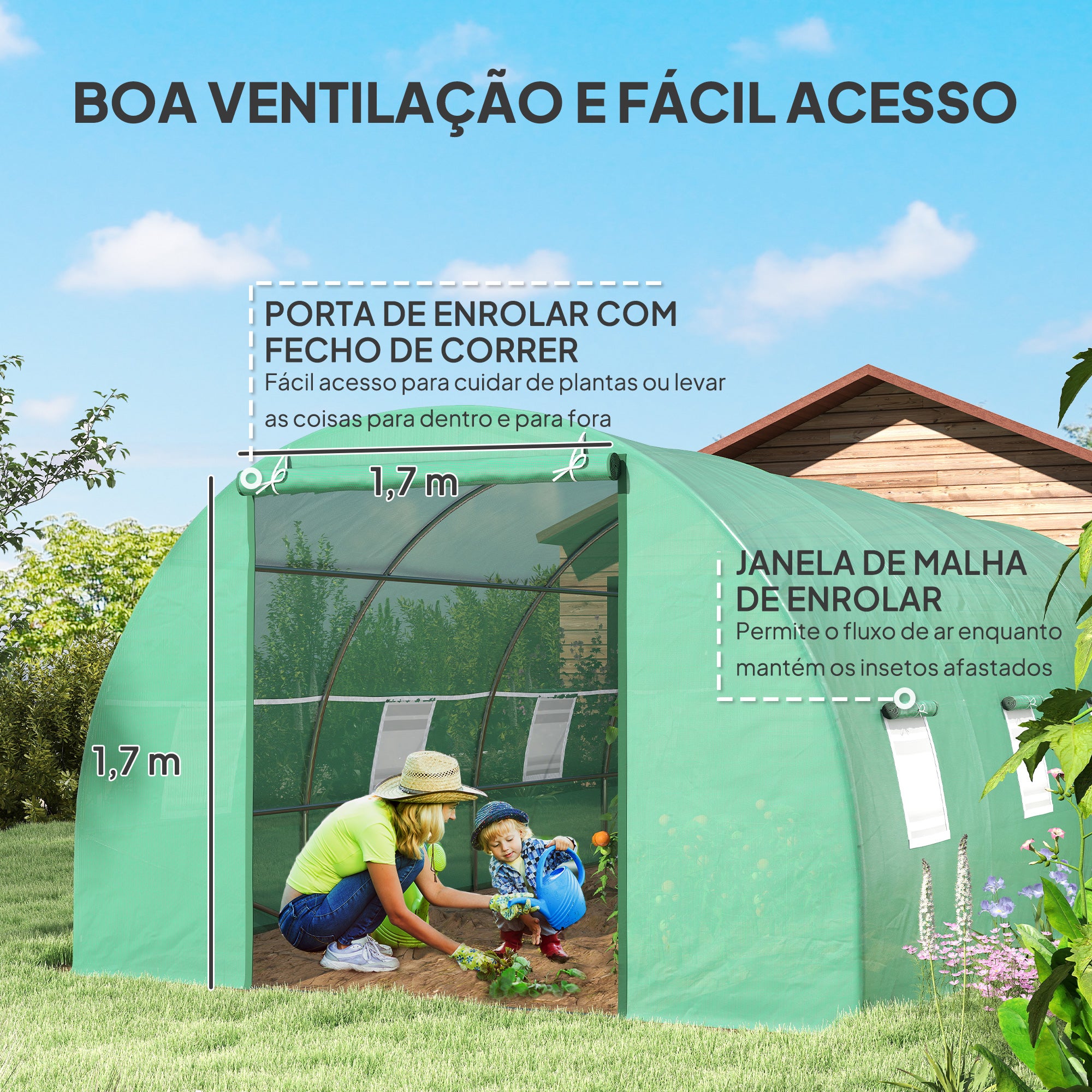 Estufa Tipo Túnel 600x300x200cm Verde