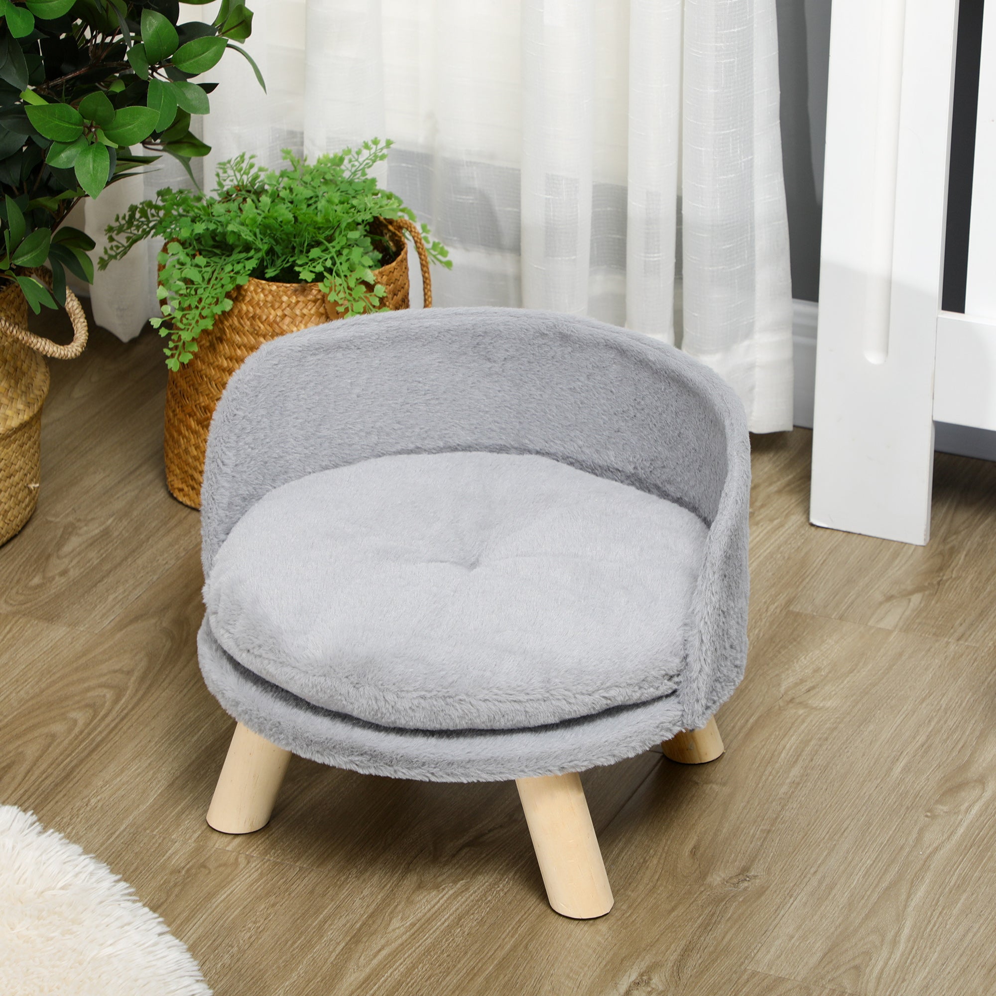Cama Elevada para Cães Mini Ø40,5x33 cm Cinza