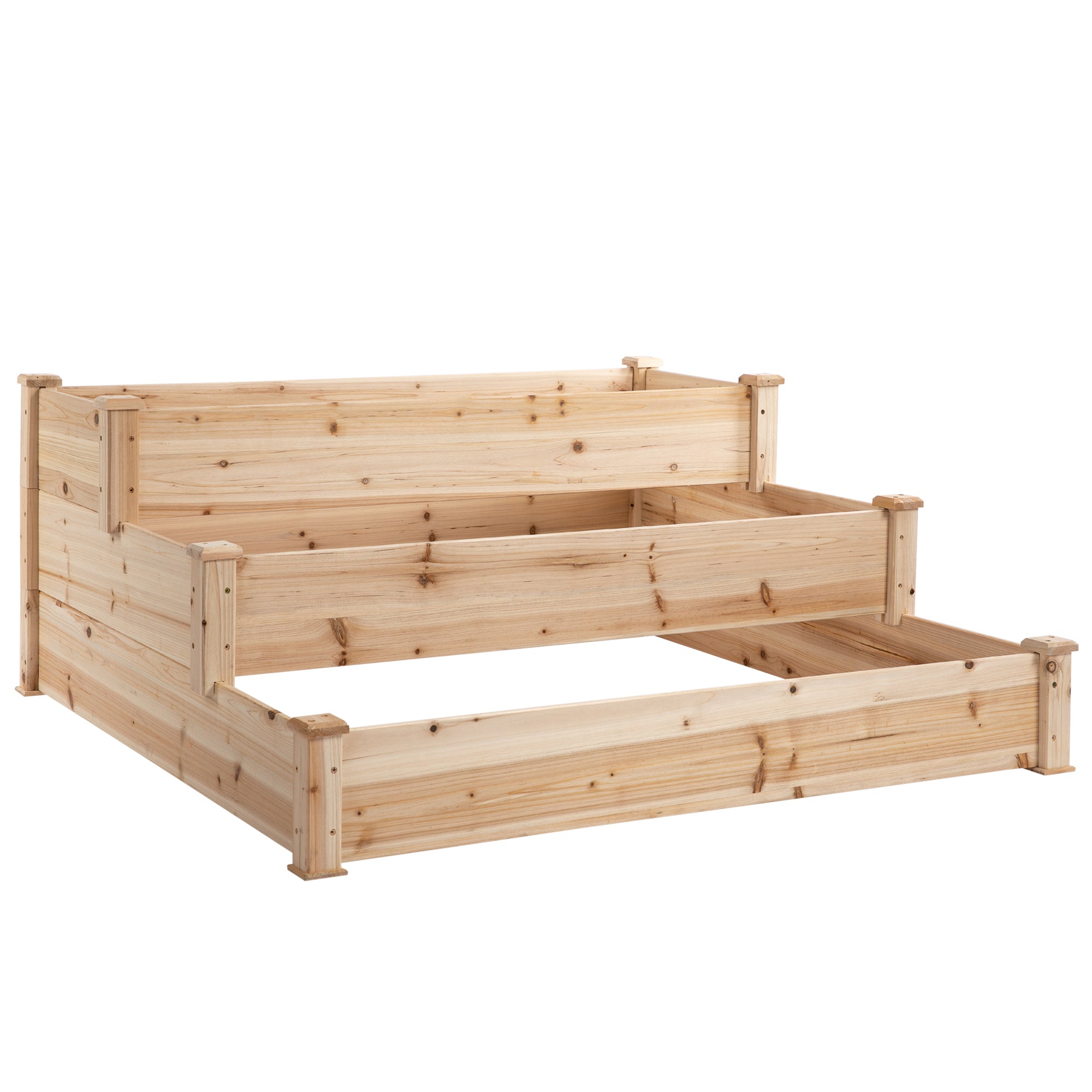 Caixa de Plantio de Jardim em Madeira – 120x120x56 cm – Cor Natural