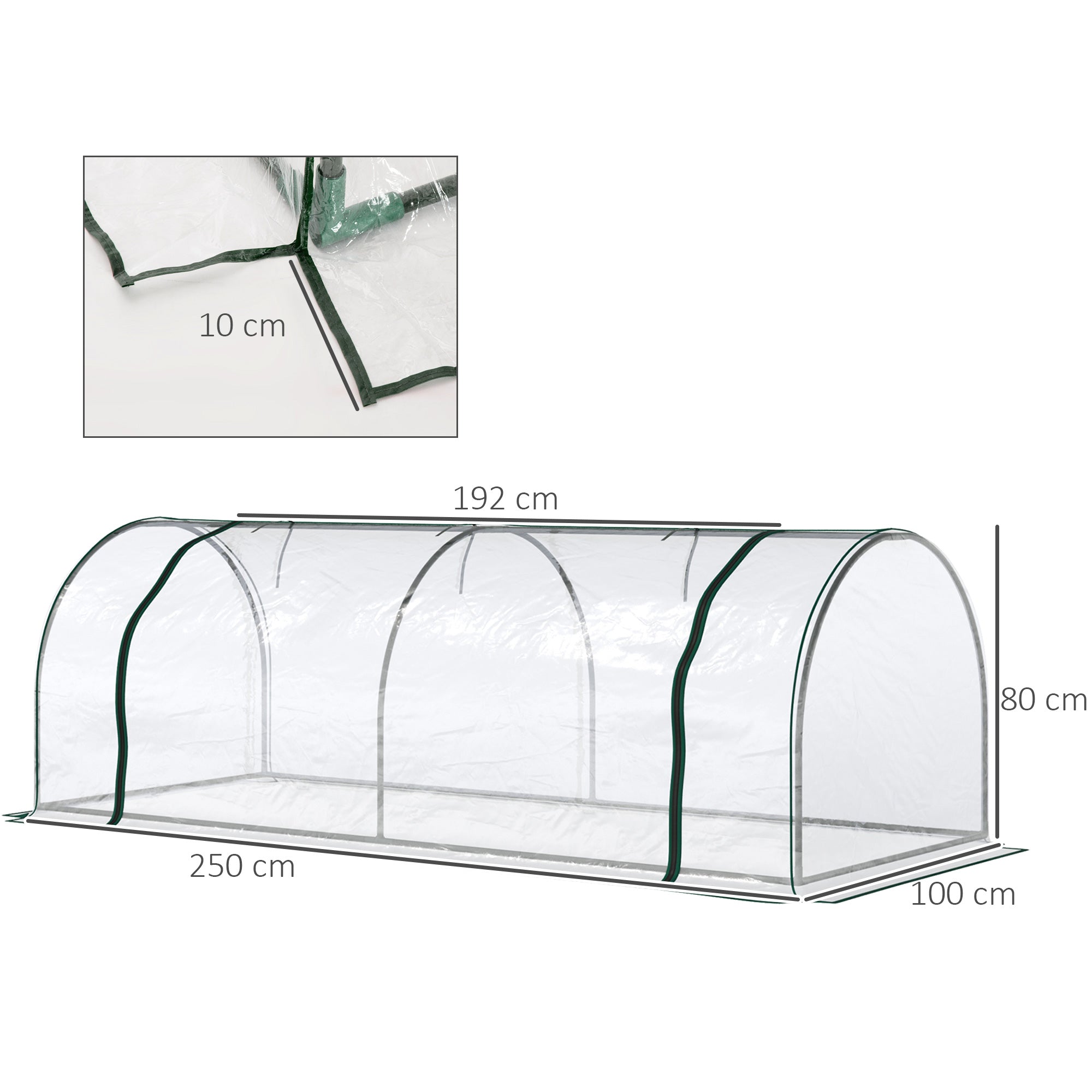 Estufa para Jardim Terraço 250x100x80 cm Transparente