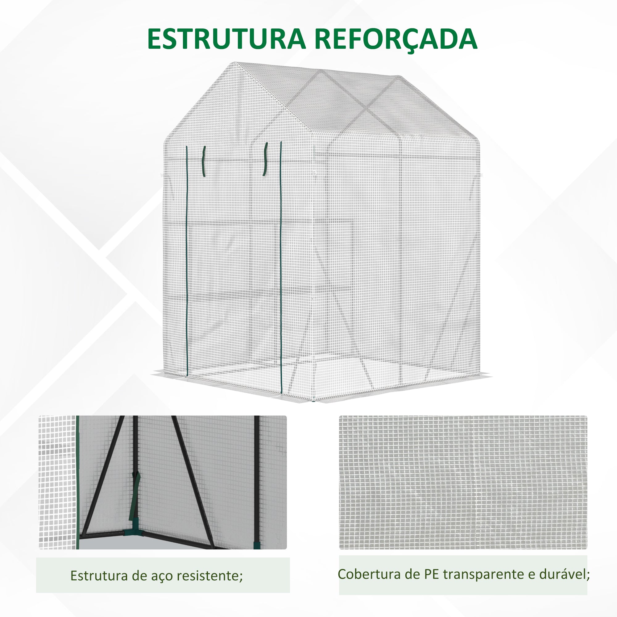 Estufa de Jardim – 143x143x195 cm – Branco – Aço