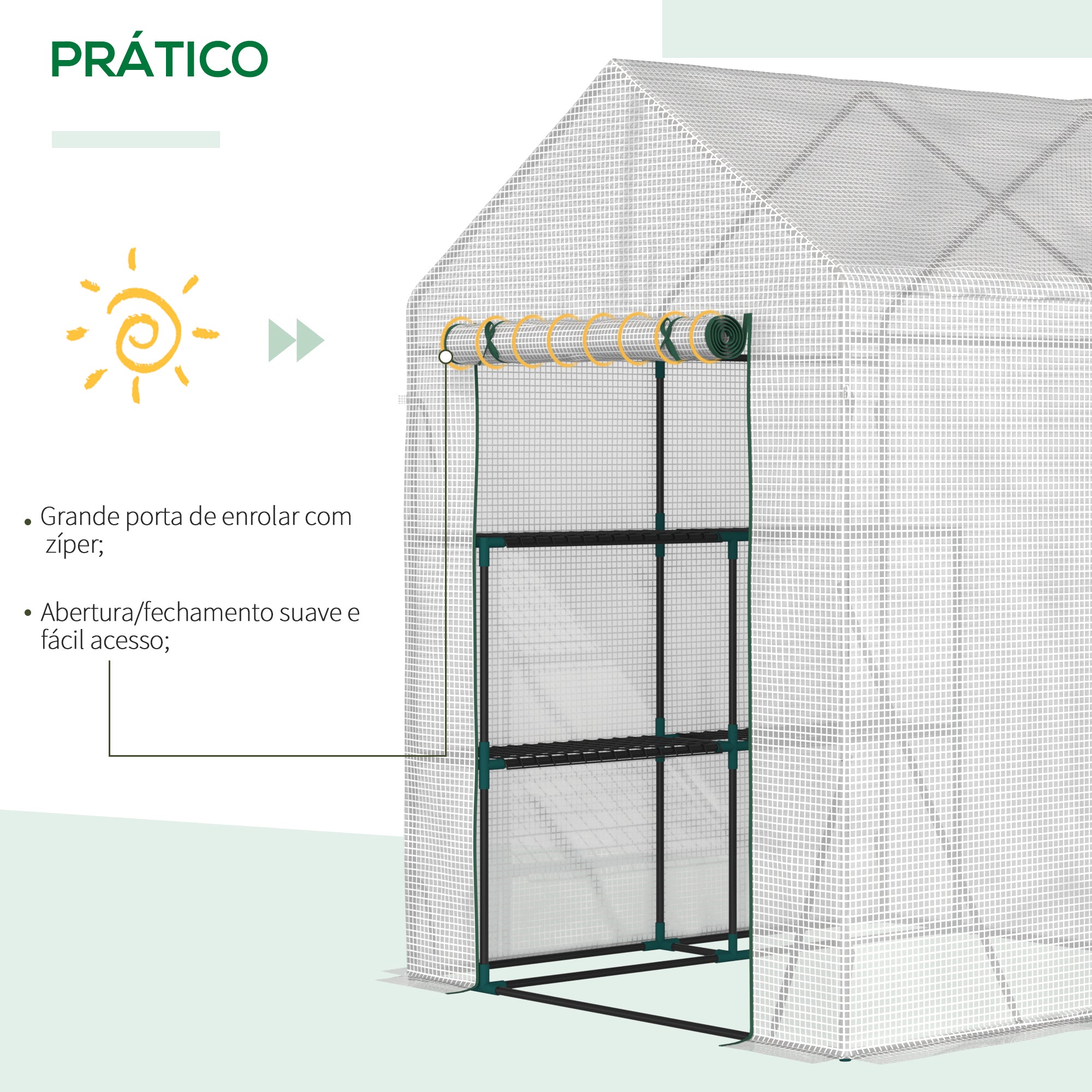 Estufa de Jardim – 143x143x195 cm – Branco – Aço