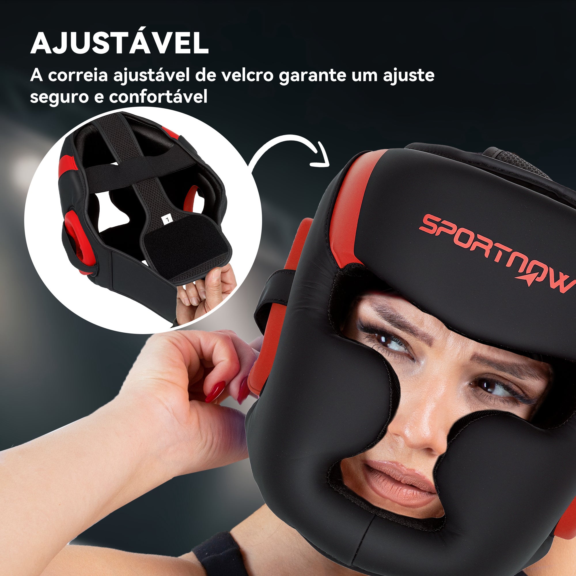 Capacete de Boxe – 24x23x26 cm – Vermelho – PU e EVA