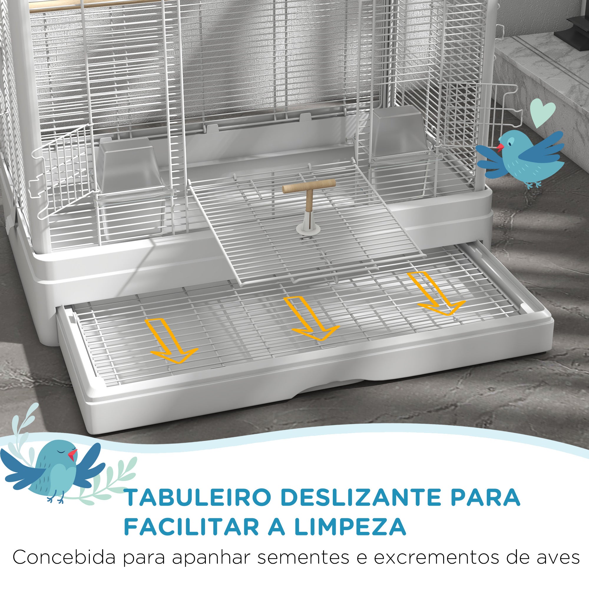 Gaiola para Aves 61x36,5x98 cm Branco