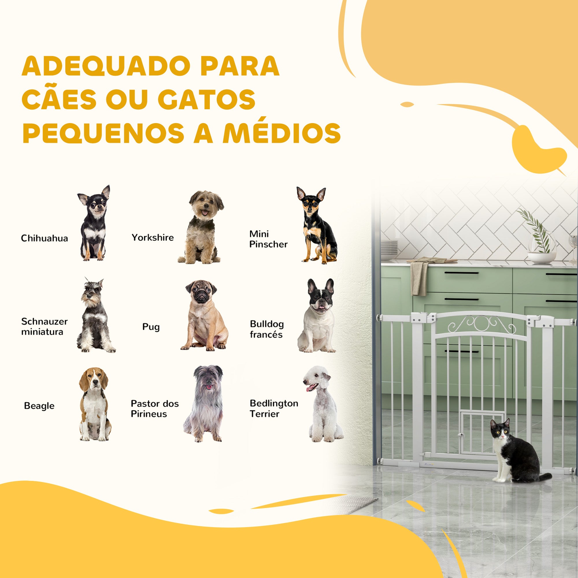 Barreira Extensível para Cães – 76-102x77,5 cm – Branco – Aço e PA