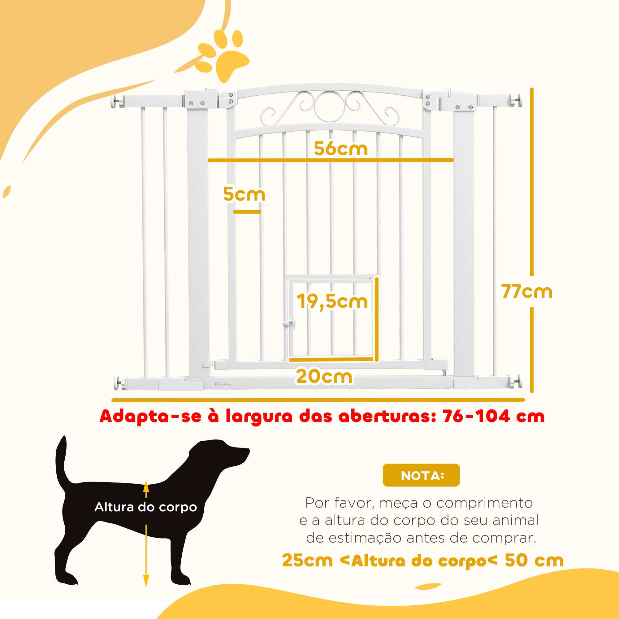 Barreira Extensível para Cães – 76-102x77,5 cm – Branco – Aço e PA