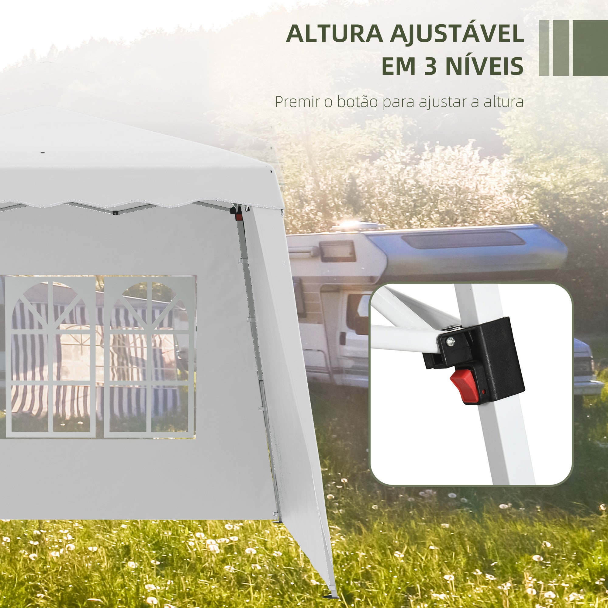 Tenda Dobrável – 240x240x250 cm – Branca – Aço e Tecido Oxford