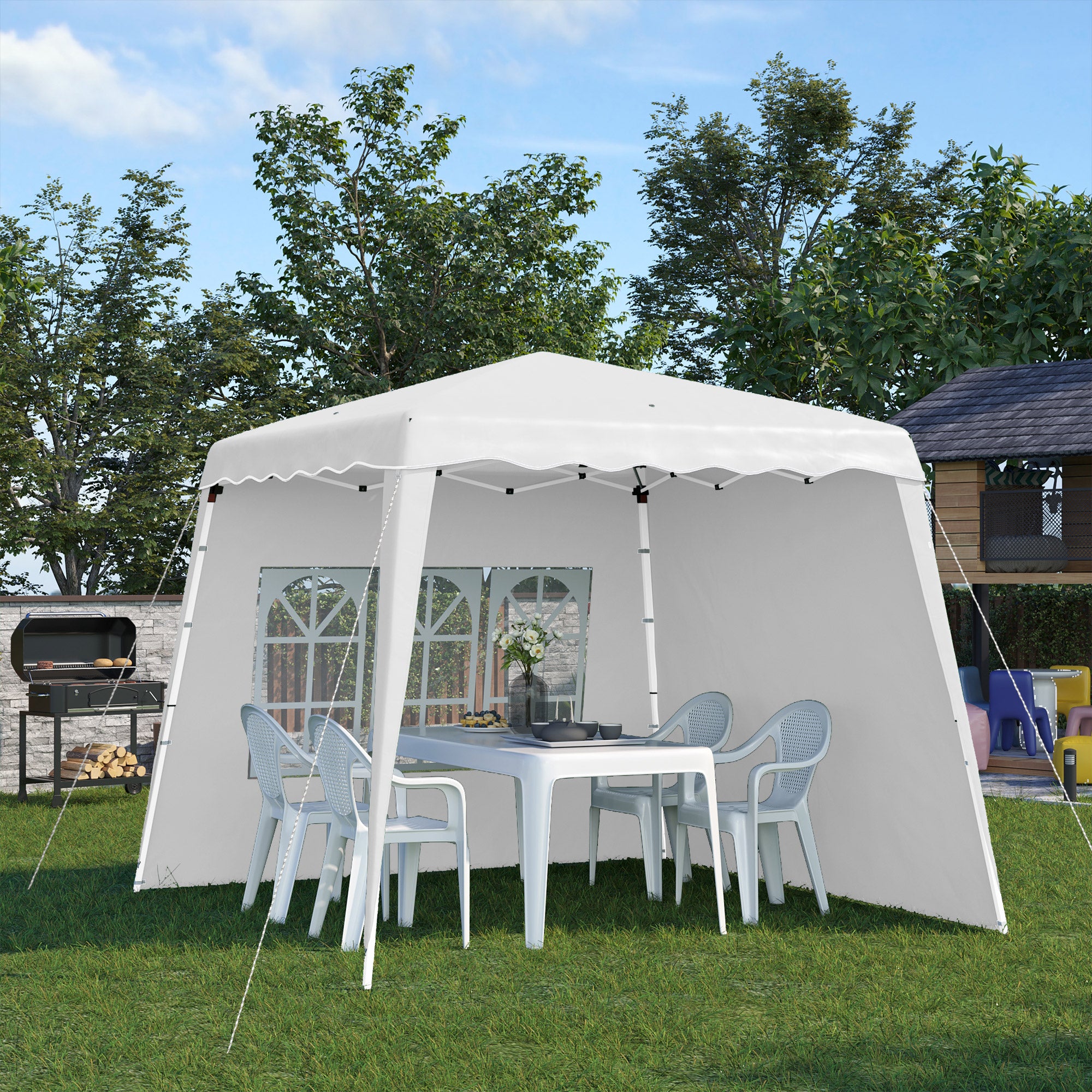 Tenda Dobrável – 240x240x250 cm – Branca – Aço e Tecido Oxford