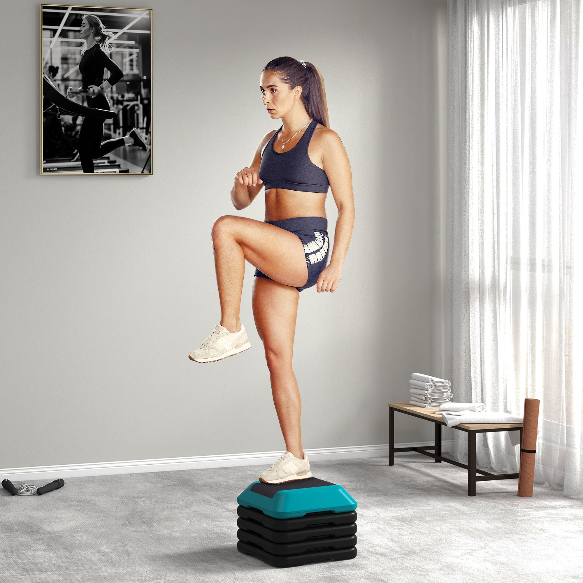 Plataforma Step Aeróbico Antideslizante Azul 40x40x30 cm