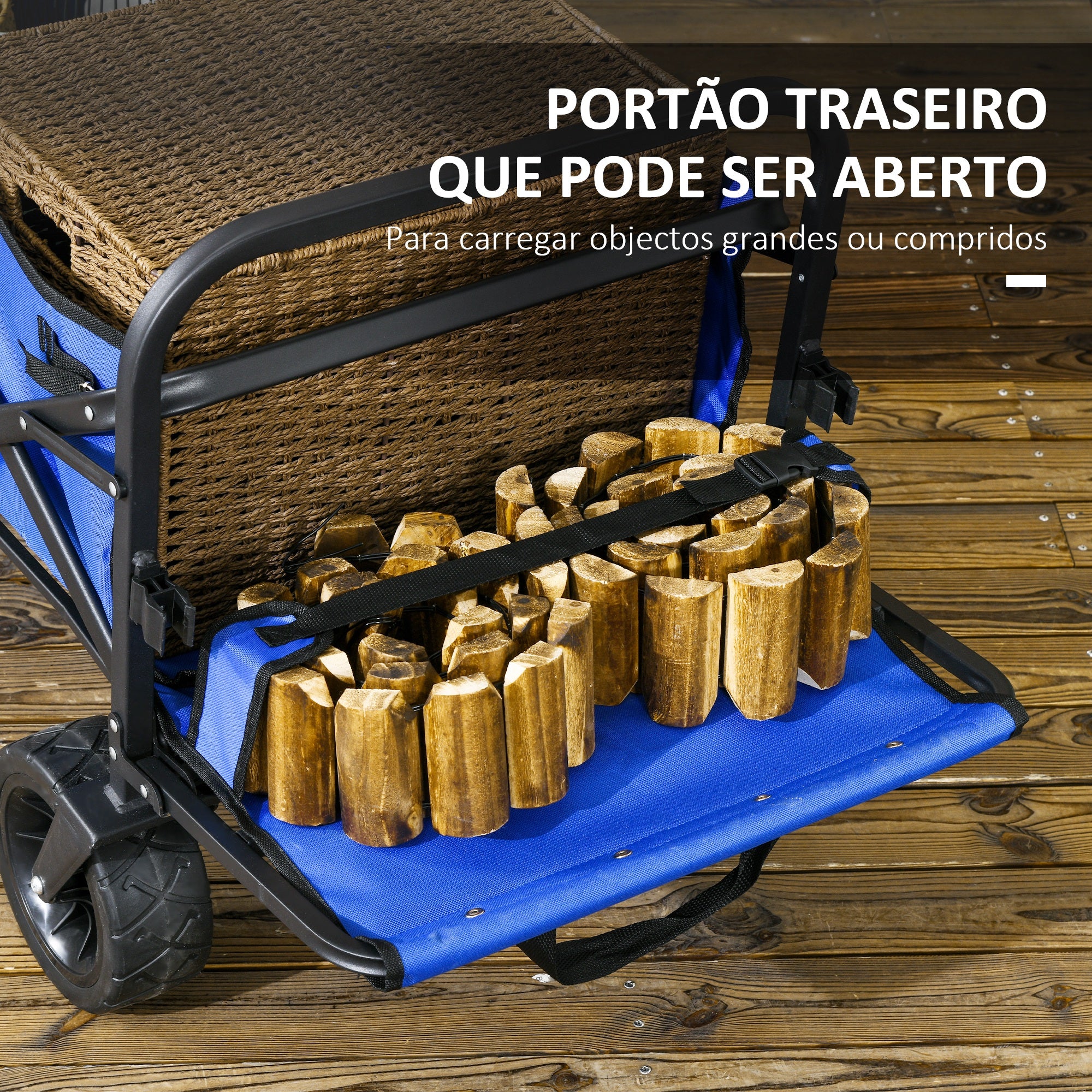 Carrinho de Transporte Dobrável para Jardim 99x57x77-100 cm Azul Escuro