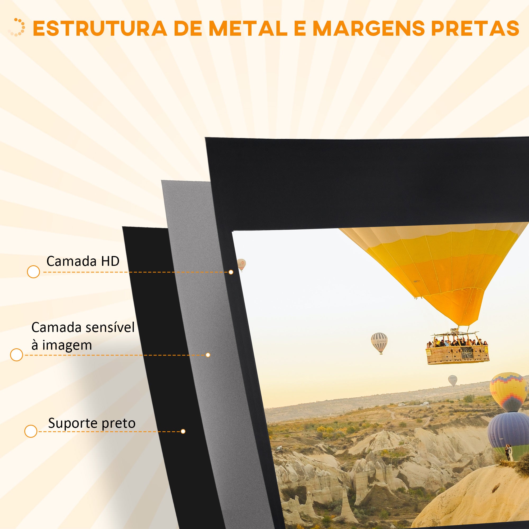 Tela de Projeção Manual – 235,8x8x136 cm – Branco e Preto – Plástico e Metal