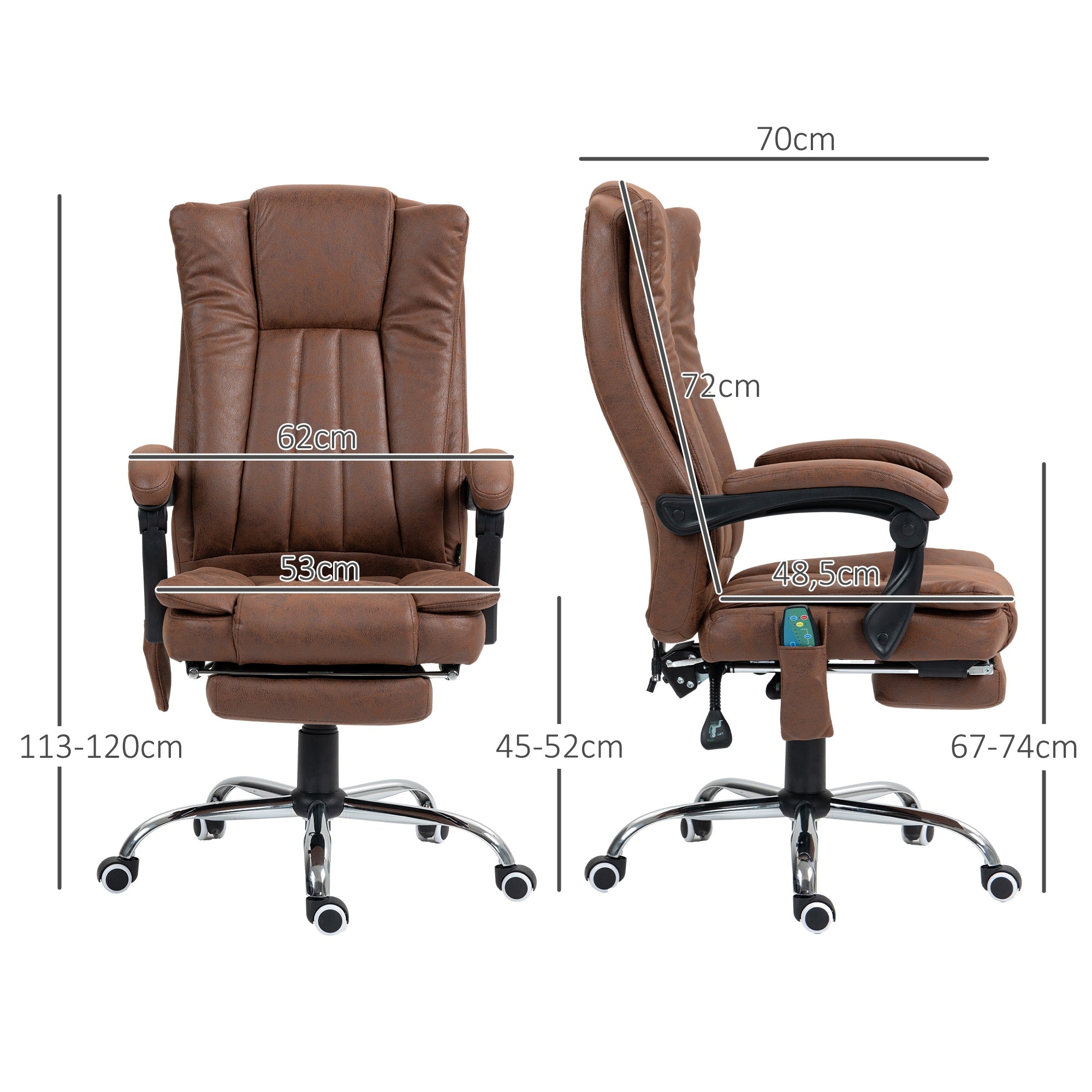 Cadeira de Massagem com 6 Pontos de Massagem - Marrom (62x67x113-120 cm)