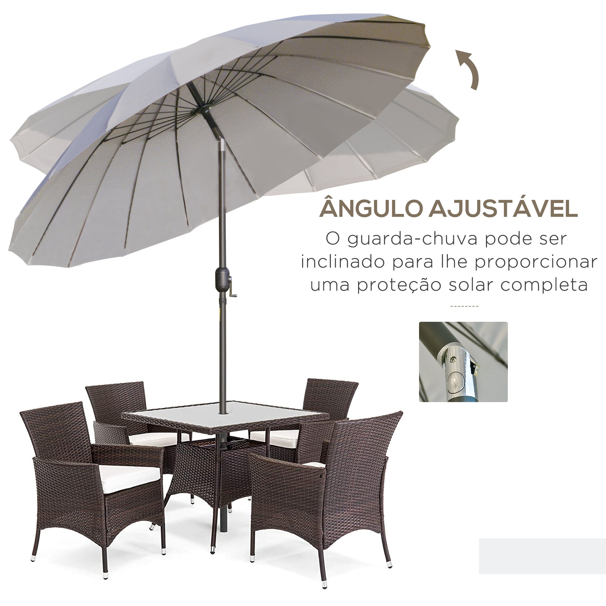 Guarda-Sol de Jardim Cinza Claro Ø250x240 cm