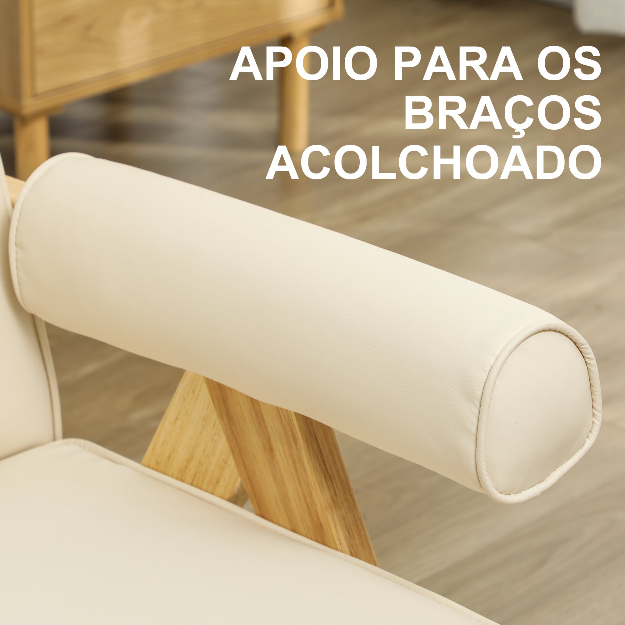 Poltrona Estofada Creme 73x70x80 cm