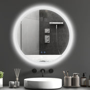 Espelho para Casa de Banho Redondo LED – 70x70 cm – Prata – Vidro e Metal