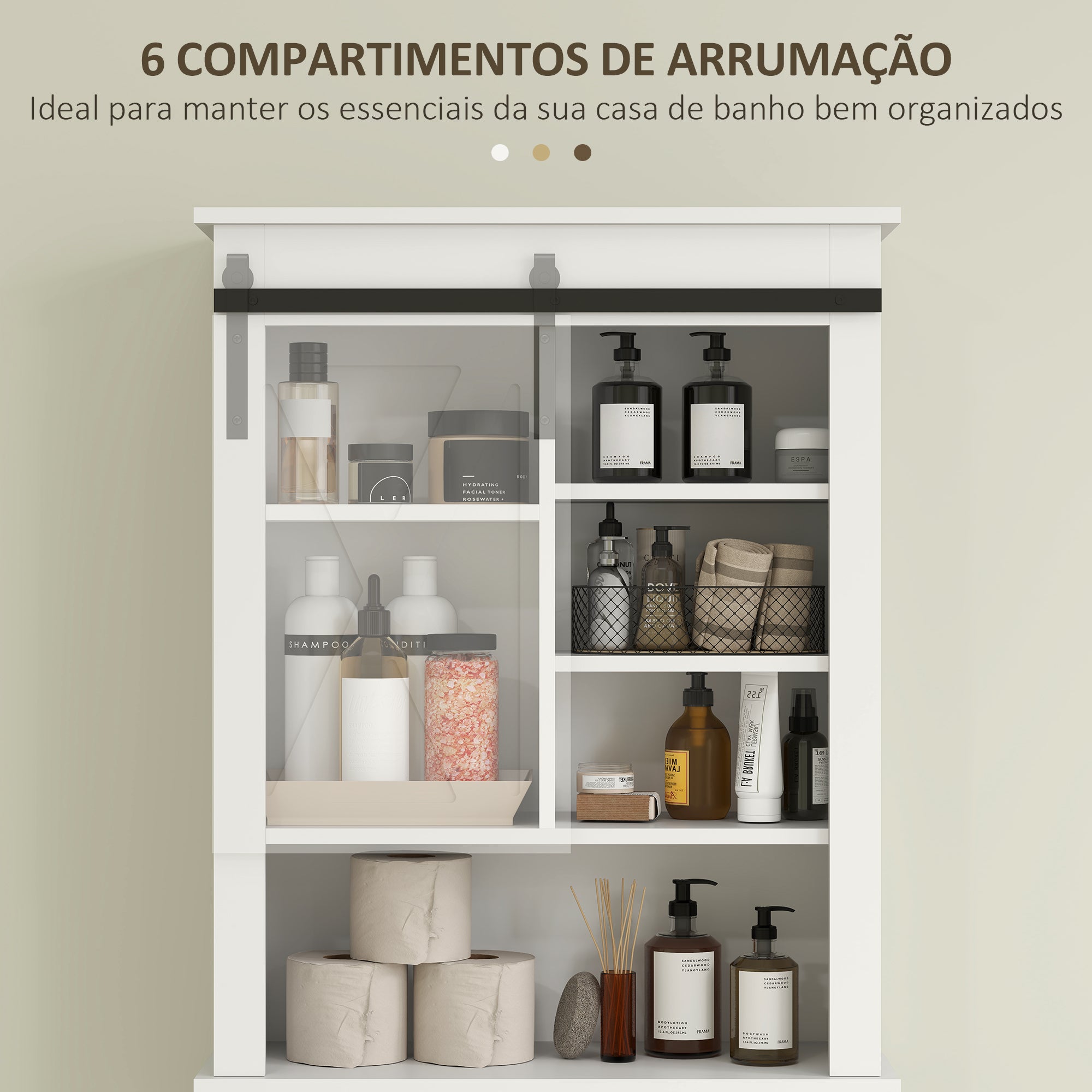 Móvel sobre Sanita com Porta de Correr Estilo Celeiro 67x25x172 cm - Branco