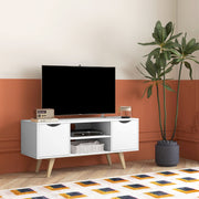 Móvel de TV Moderno Branco e Madeira 110x39x50 cm