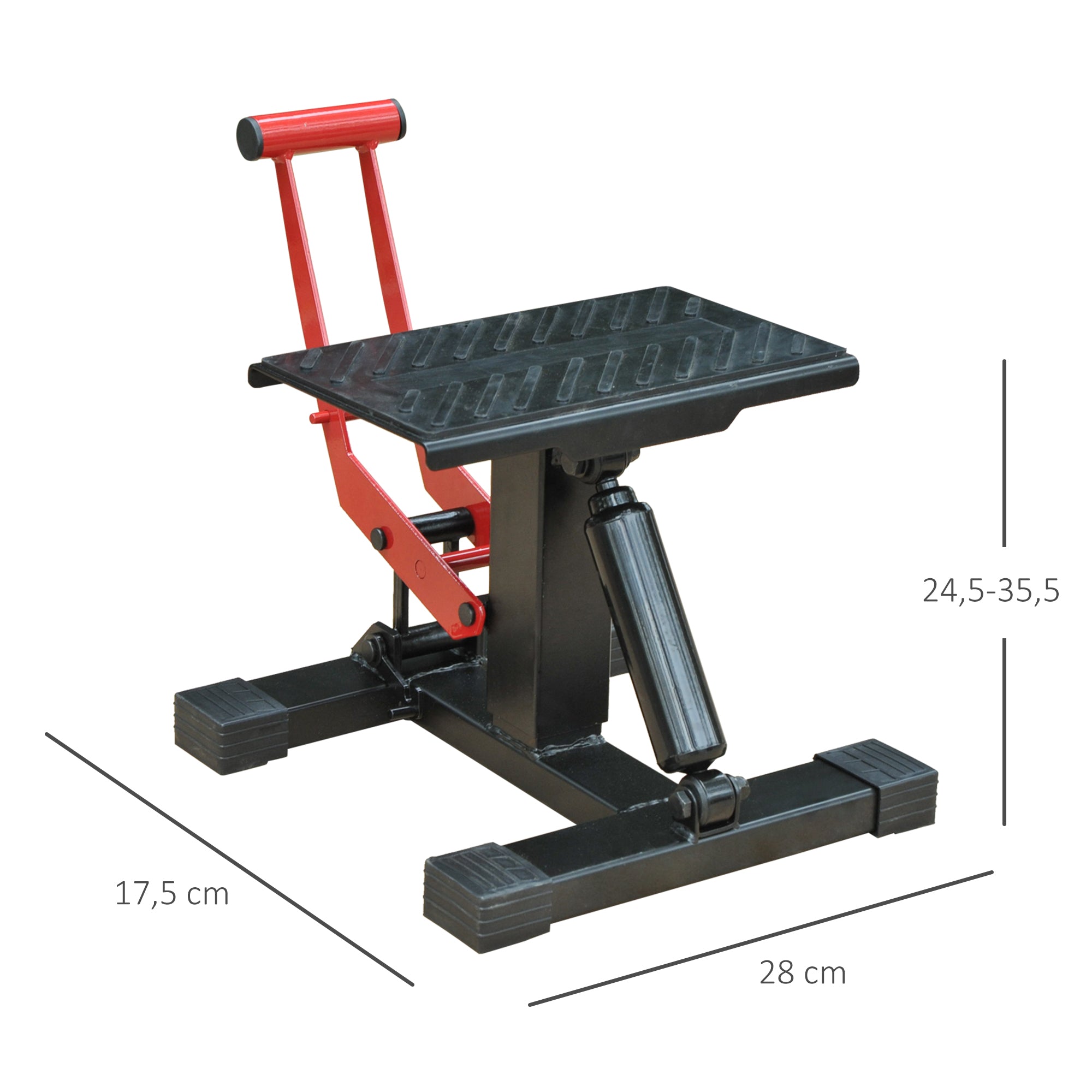 Plataforma Elevadora Universal para Motocicletas 28x17,5x24,5-35,5 cm Preto e Vermelho