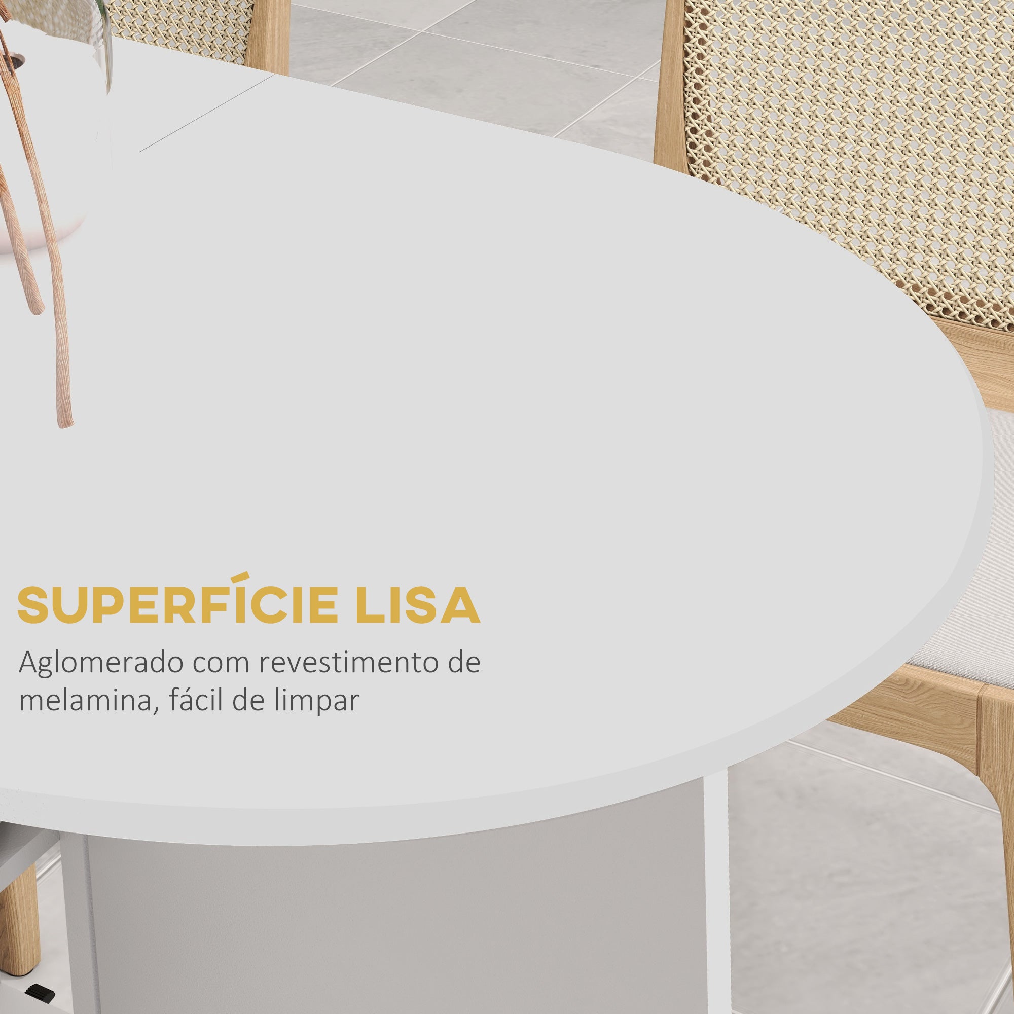 Mesa de Cozinha Dobrável 120x60x77 cm Branco