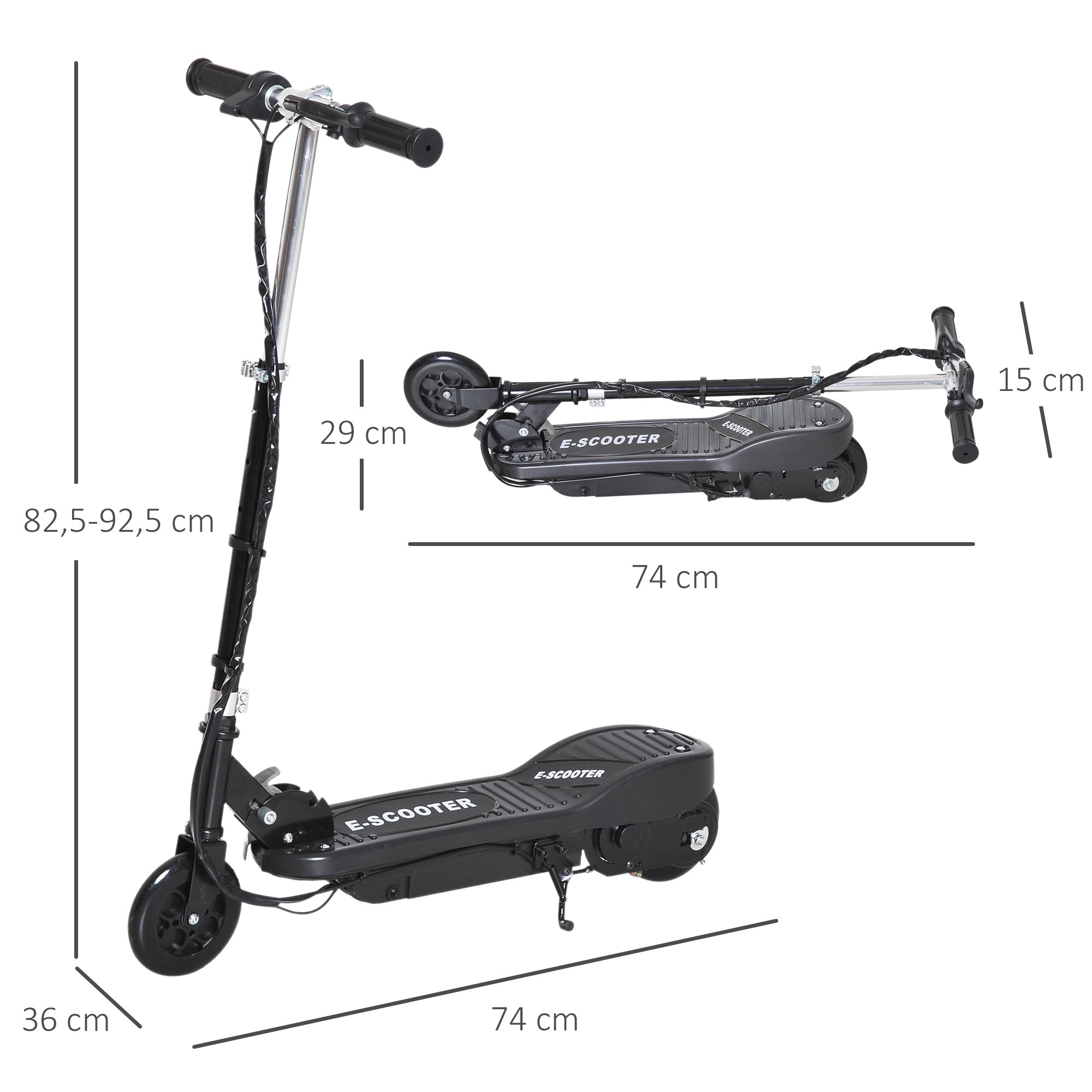 Trotinete Elétrica para Crianças - Preto 74x36x73 cm