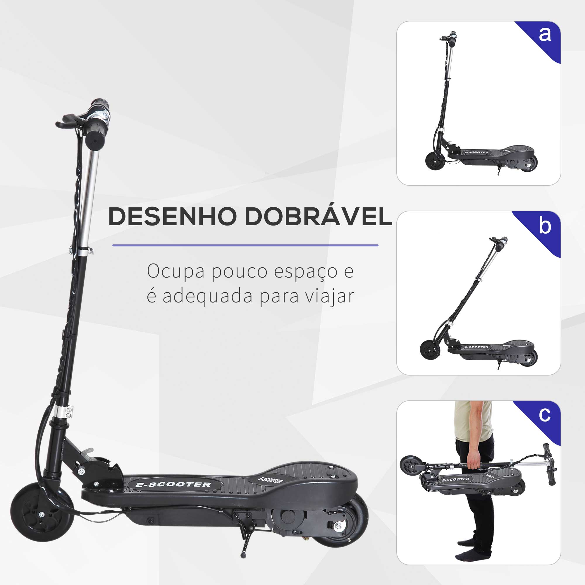 Trotinete Elétrica para Crianças - Preto 74x36x73 cm