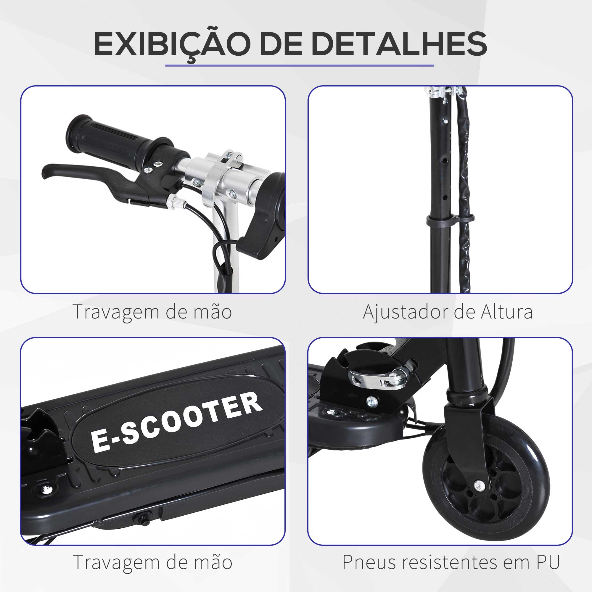 Trotinete Elétrica para Crianças - Preto 74x36x73 cm
