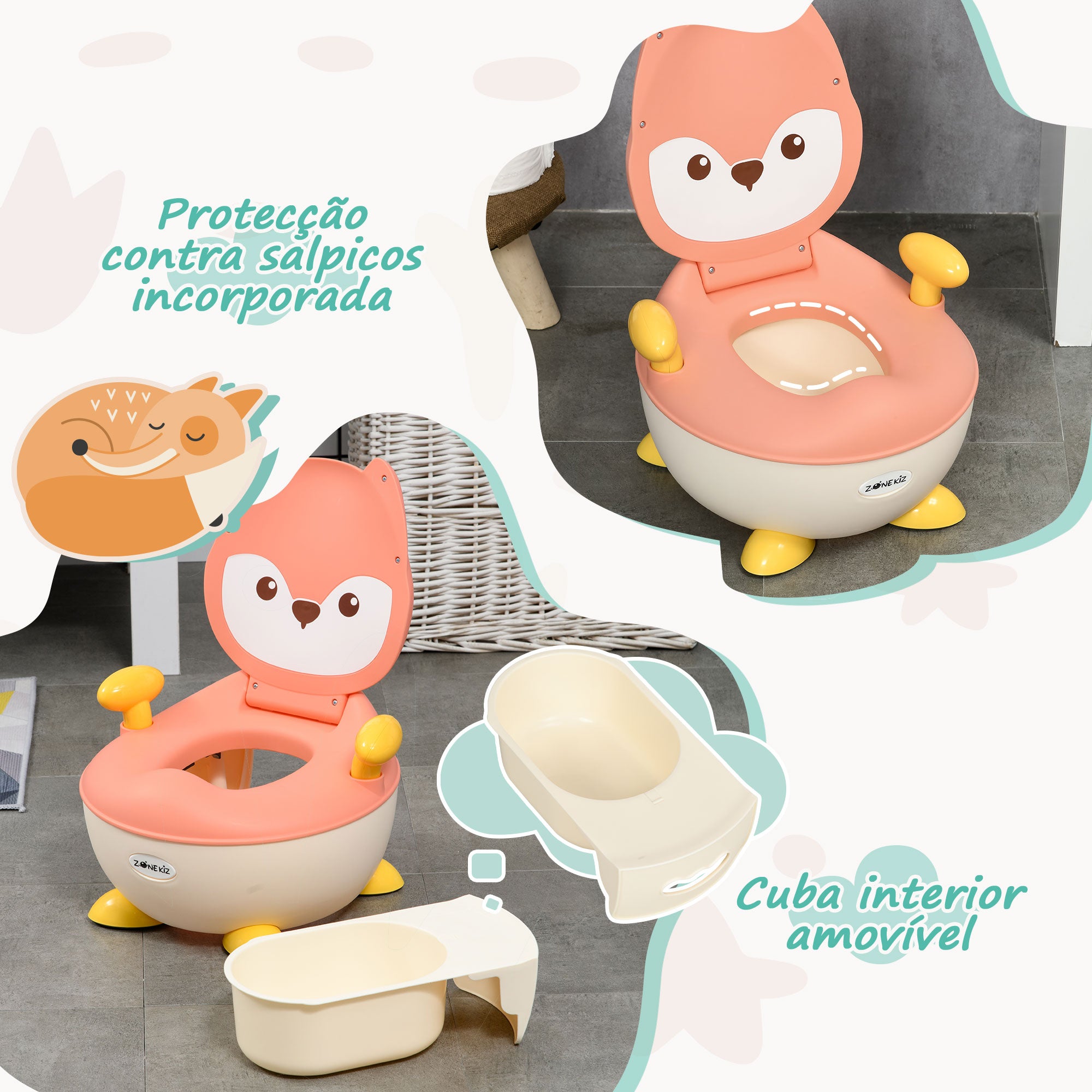 Bacio de Aprendizagem para Bebé – 35,5x35x23 cm – Rosa – Polipropileno