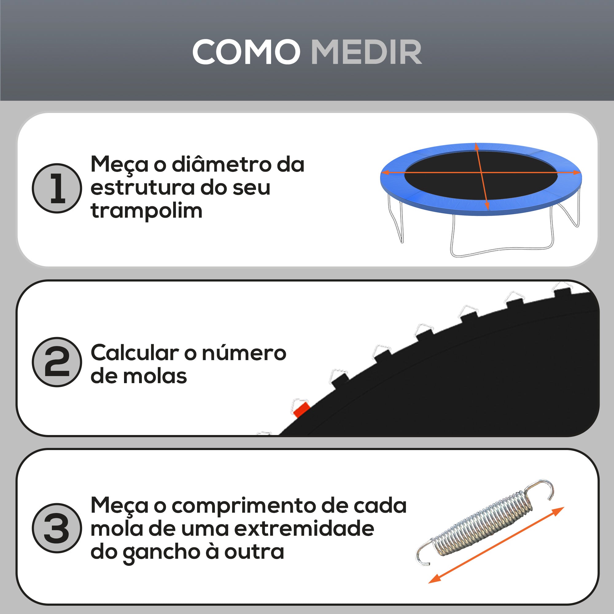 Tapete de Substituição para Trampolim Redondo Ø262 cm Preto