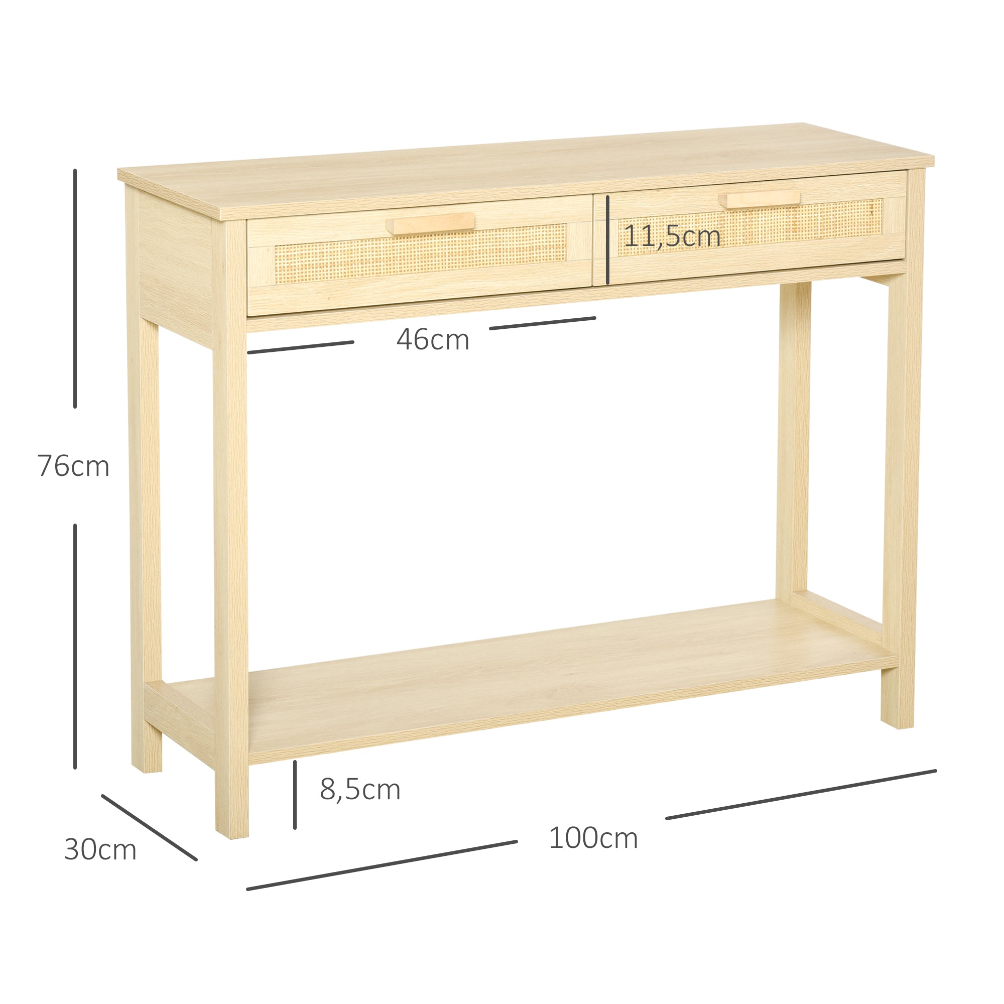 Mesa de Console em Malha 100x30x76 cm - Natural