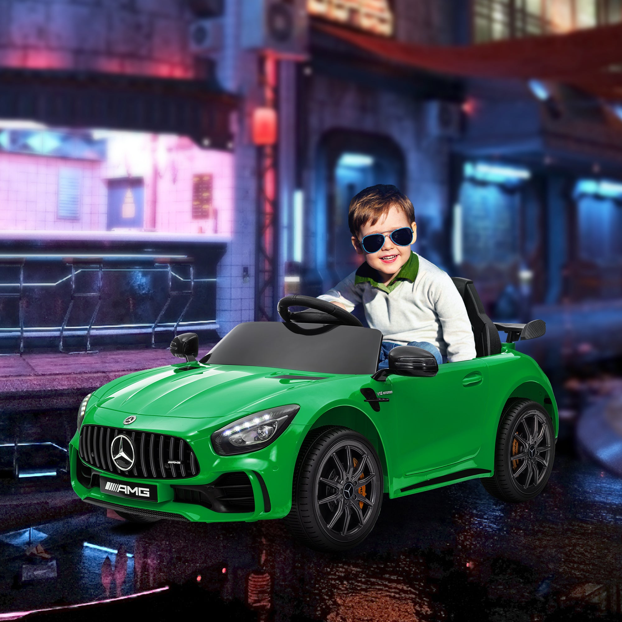 Carro Elétrico Infantil Verde 108x67x46 cm – Plástico e metal