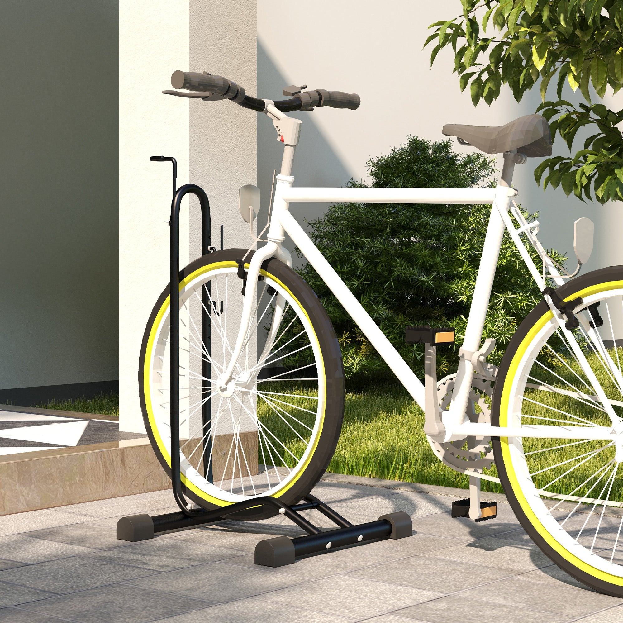Suporte para Bicicletas de Chão Preto 45x44x118 cm