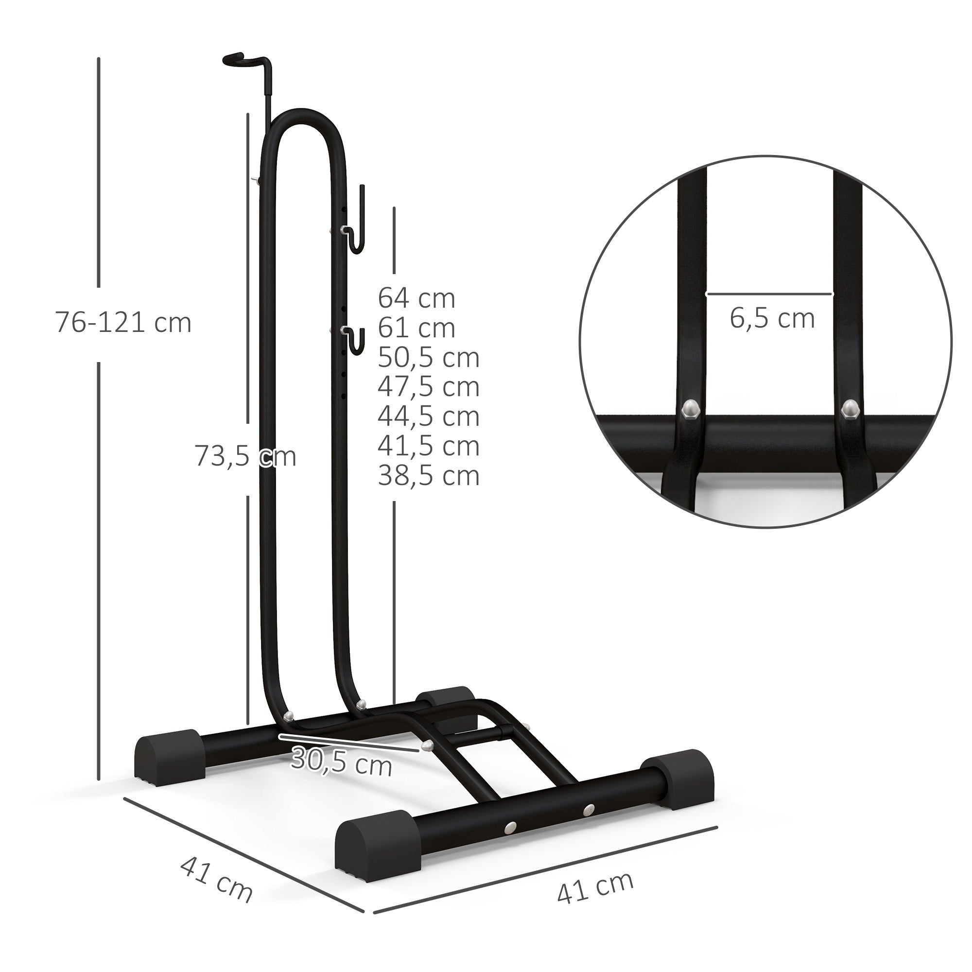 Suporte para Bicicletas de Chão Preto 45x44x118 cm